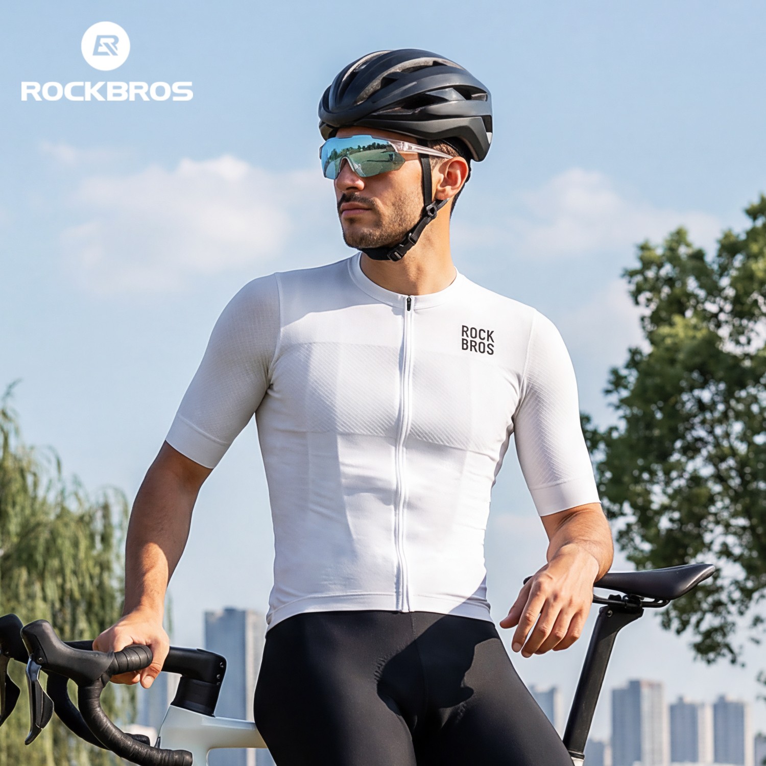 ROCKBROS Men’s Cycling Jersey Short Sleeve Summer Biking Shirts Breathable Tops