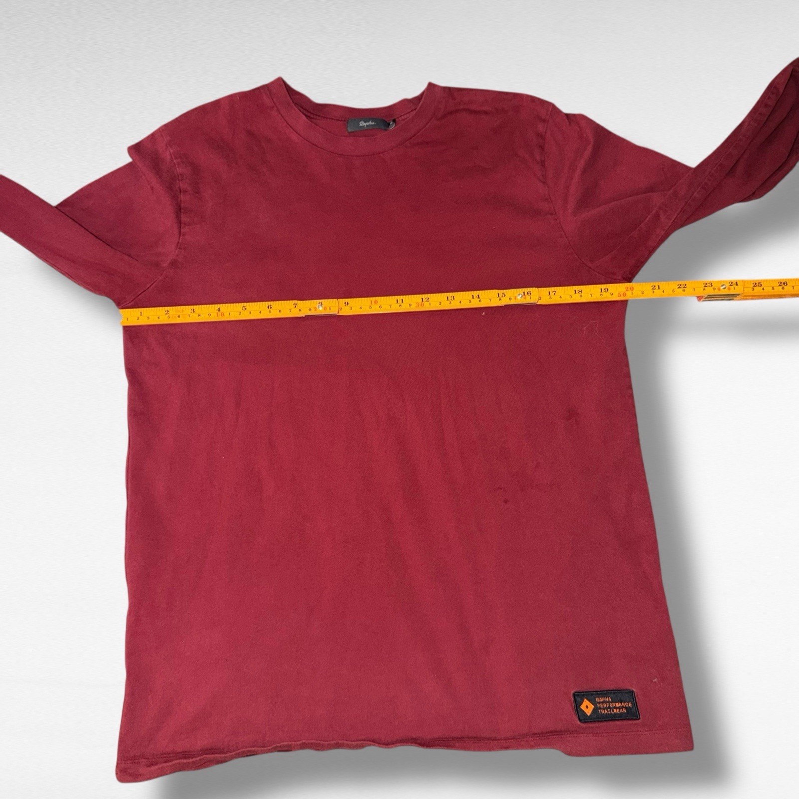 RAPHA MEN’S TRAIL LONG SLEEVE T-SHIRT In Red Sz M 100% Cotton