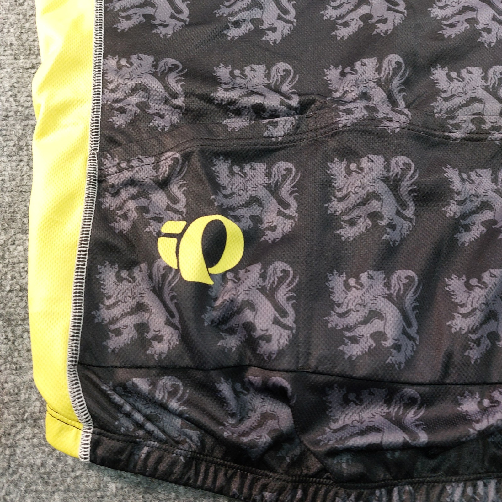 Pearl Izumi Cycling Jersey Large Yellow Black Lion Crest Full Zip Lightweight