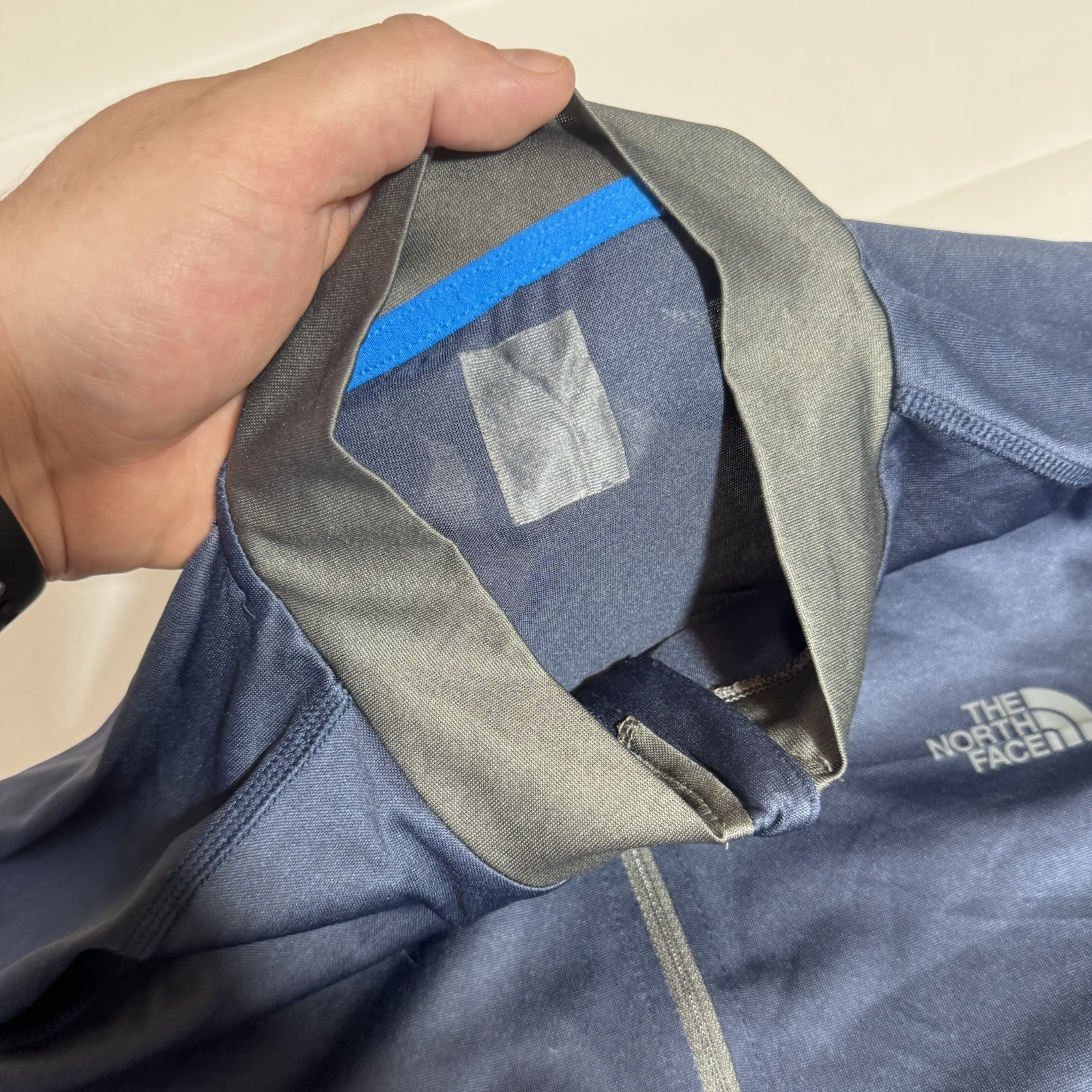 The North Face Cycling Jersey, Logo, Zipper Pocket, Blue, Male, Large