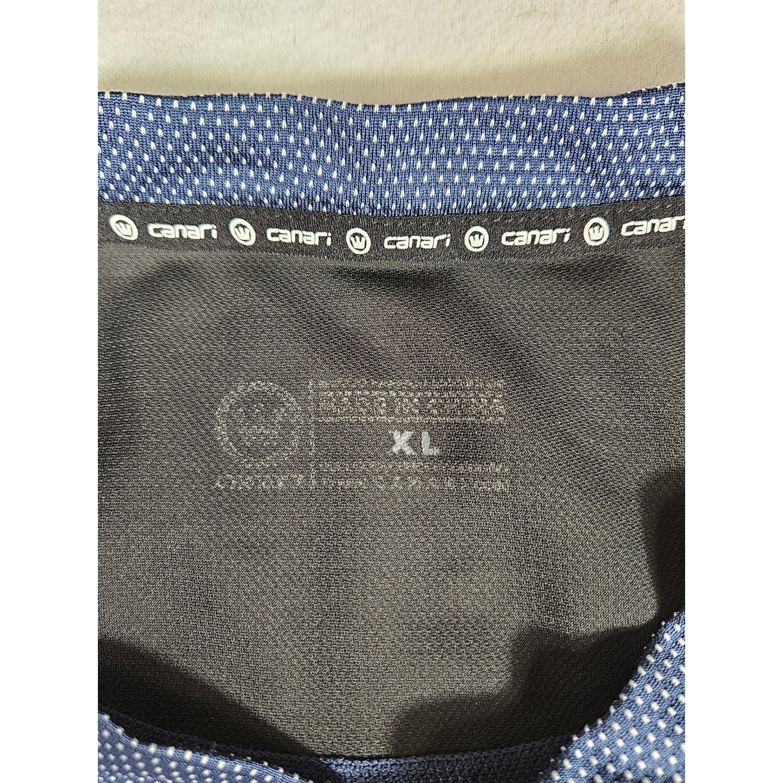Canari Mens XL Cycling Shirt Blue Dot Short Sleeve Henley Bike Shirt Pocket