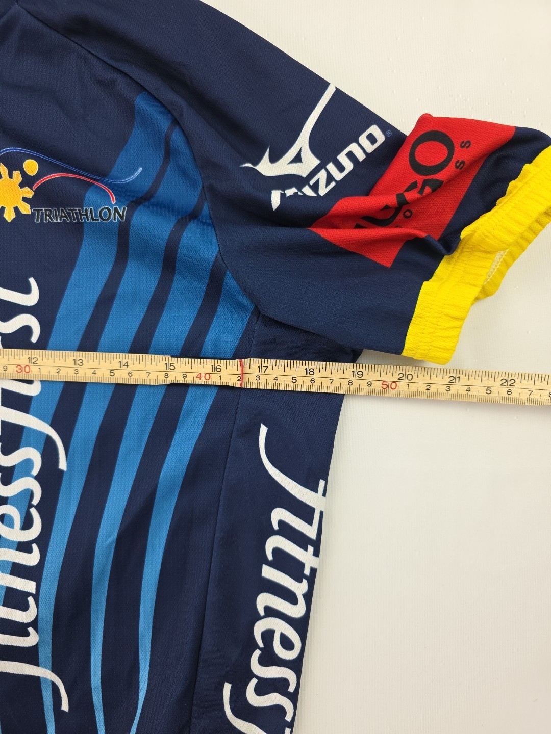 F2P Cycling Sponsored Jersey Large Blue Yellow Mizuno Fitness First