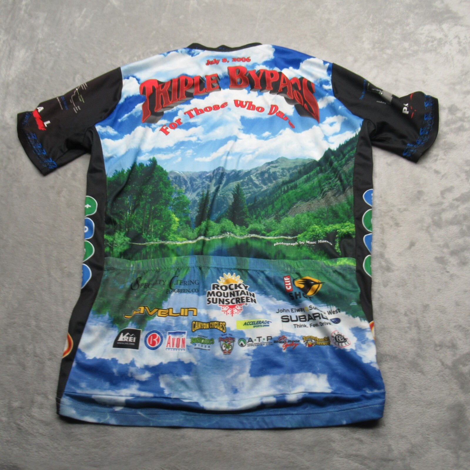 Primal Wear Cycling Jersey Mens Large Black Triple Bypass Subaru Cliff REI Avon