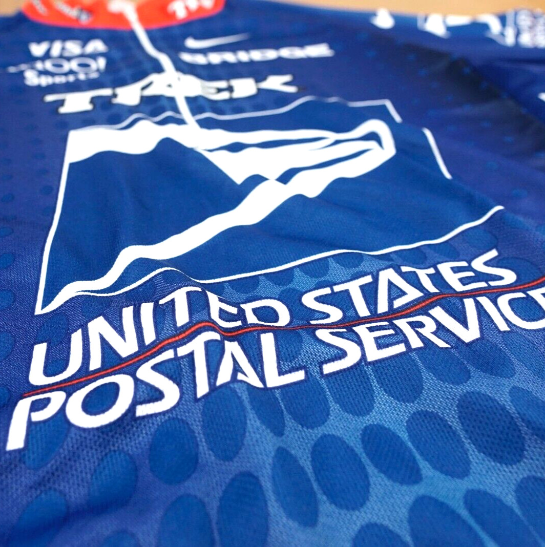 USPS Cycling Team Vintage Nike Quarter Zip Bike Jersey Mens Large Blue Trek 90s