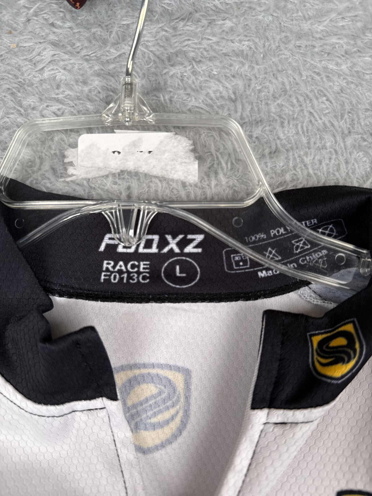 FJQXZ Cycling Jersey Mens Large Black White Long Sleeve Full Zip 100% Polyester