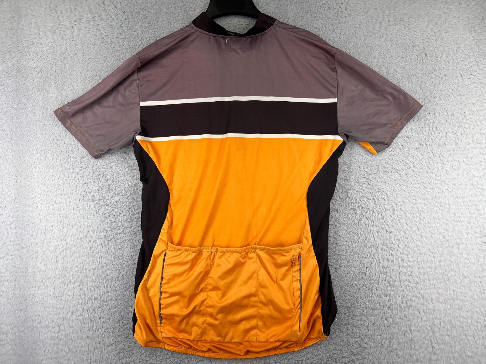 Trayl Cycling Jersey Mens Large Orange Gray 1/2 Zip 100% Polyester Pockets