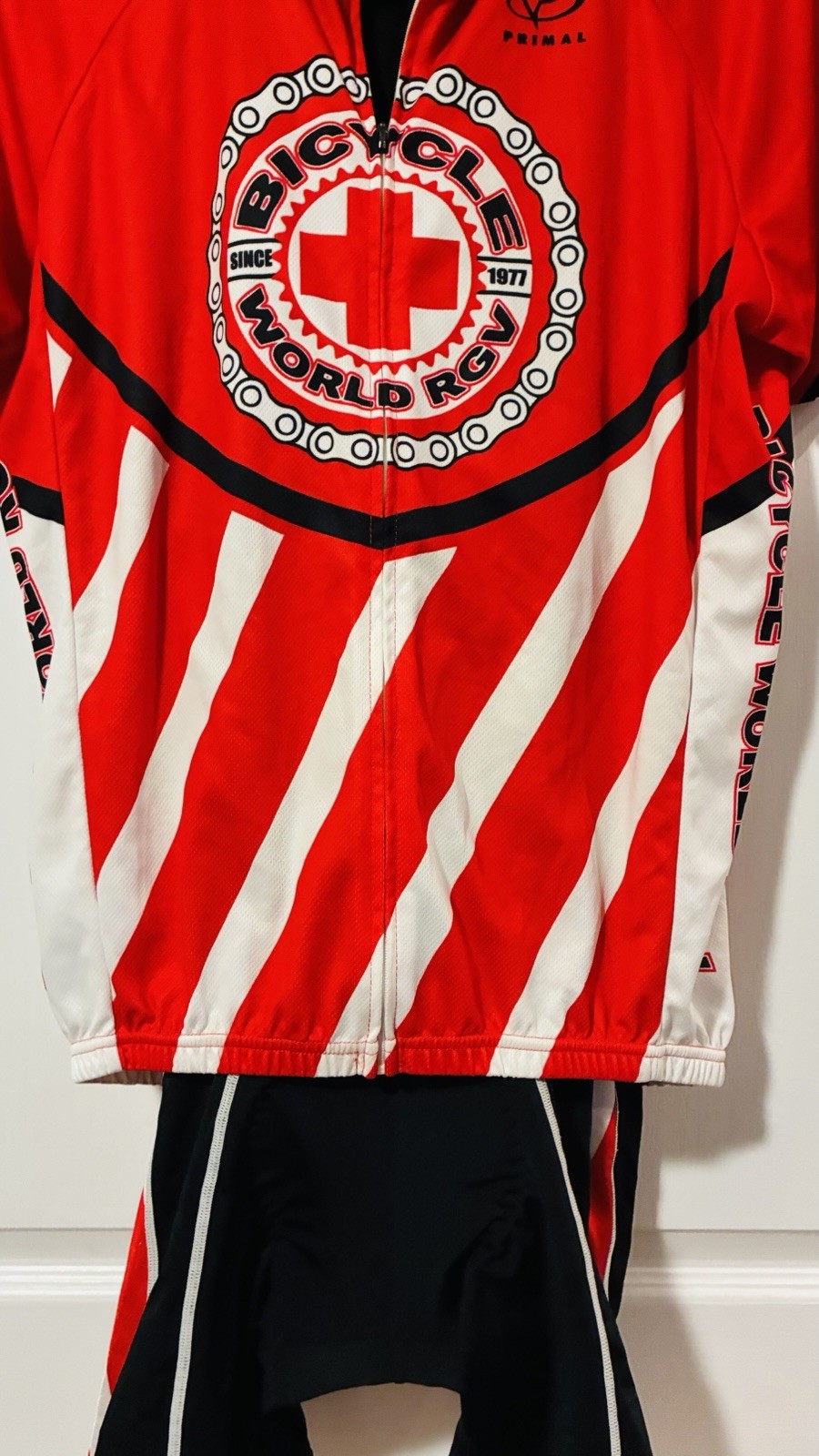 Primal Cycling Jersey and Bib Cycling Shirts Padded Zip Up Size Medium