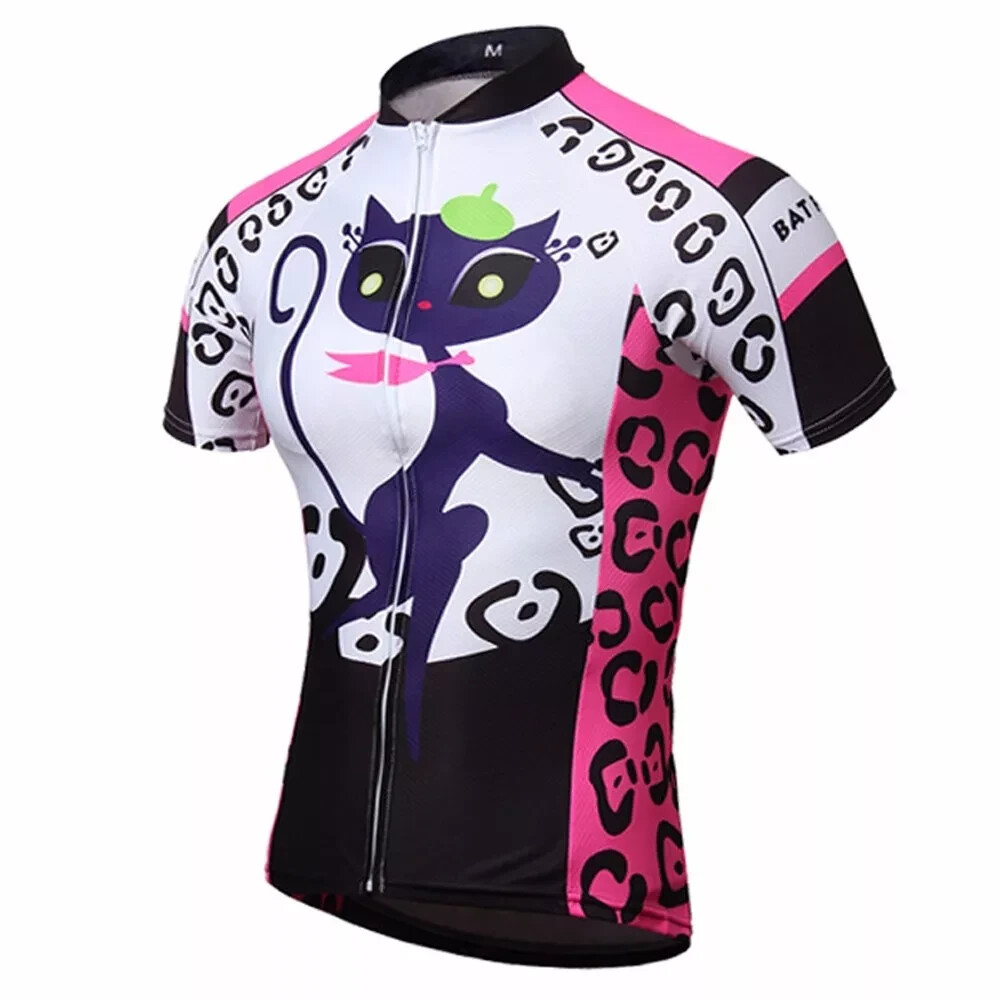 French Cat Riding Moped Full Zipper Cycling Jersey Adult Large NEW