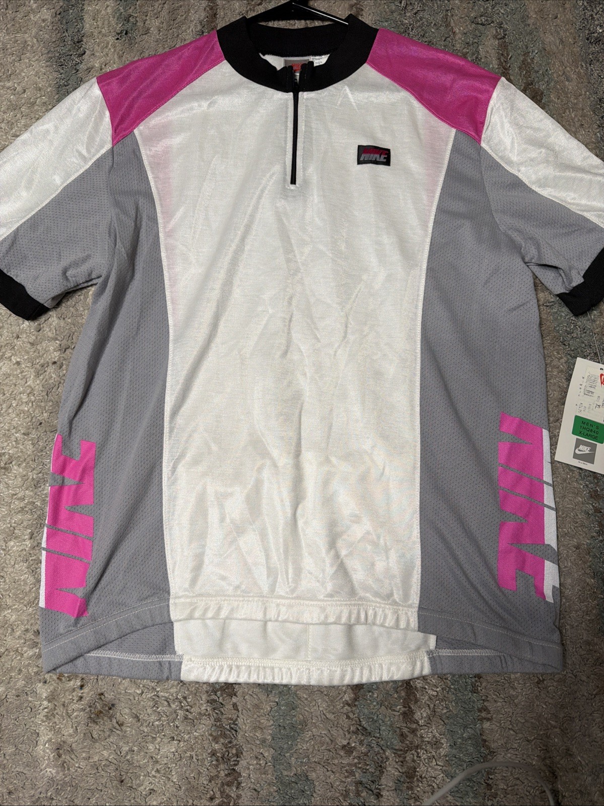 Vintage Nike Cycling Jersey Shirt Grey/pink Men’s XL Cotton