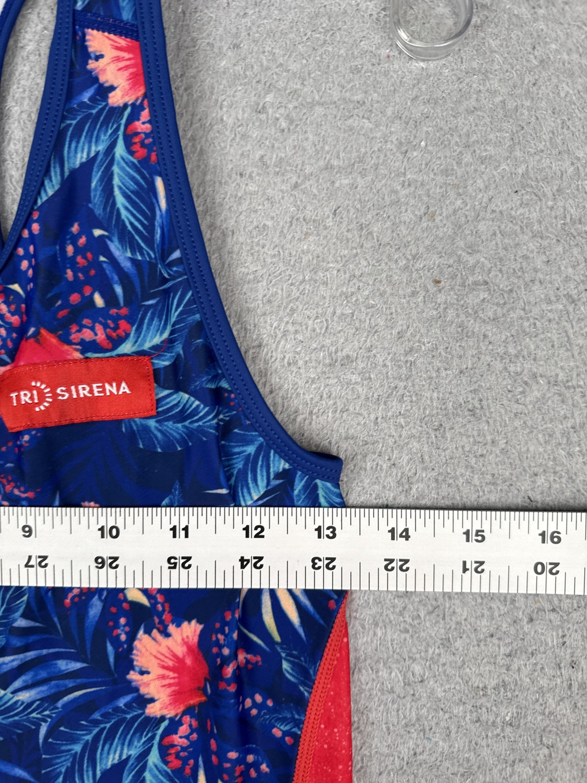 Tri Sirena Tank Top Womens Large Blue Floral Racerback Cycling Jersey Pockets