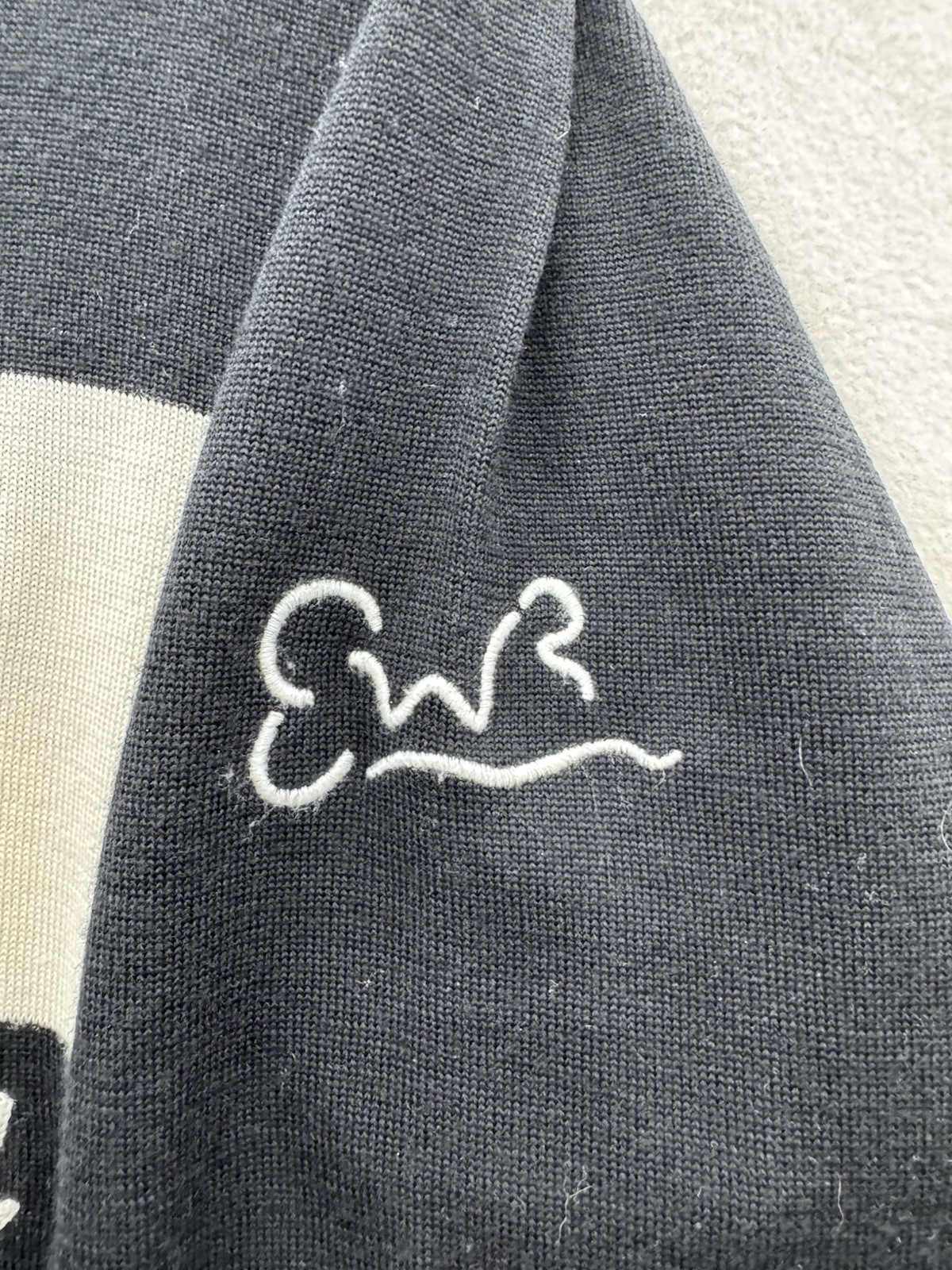 RARE VTG Earth Wind & Rider Small 100% Wool 1/4 Zip Cycling Jersey Black White
