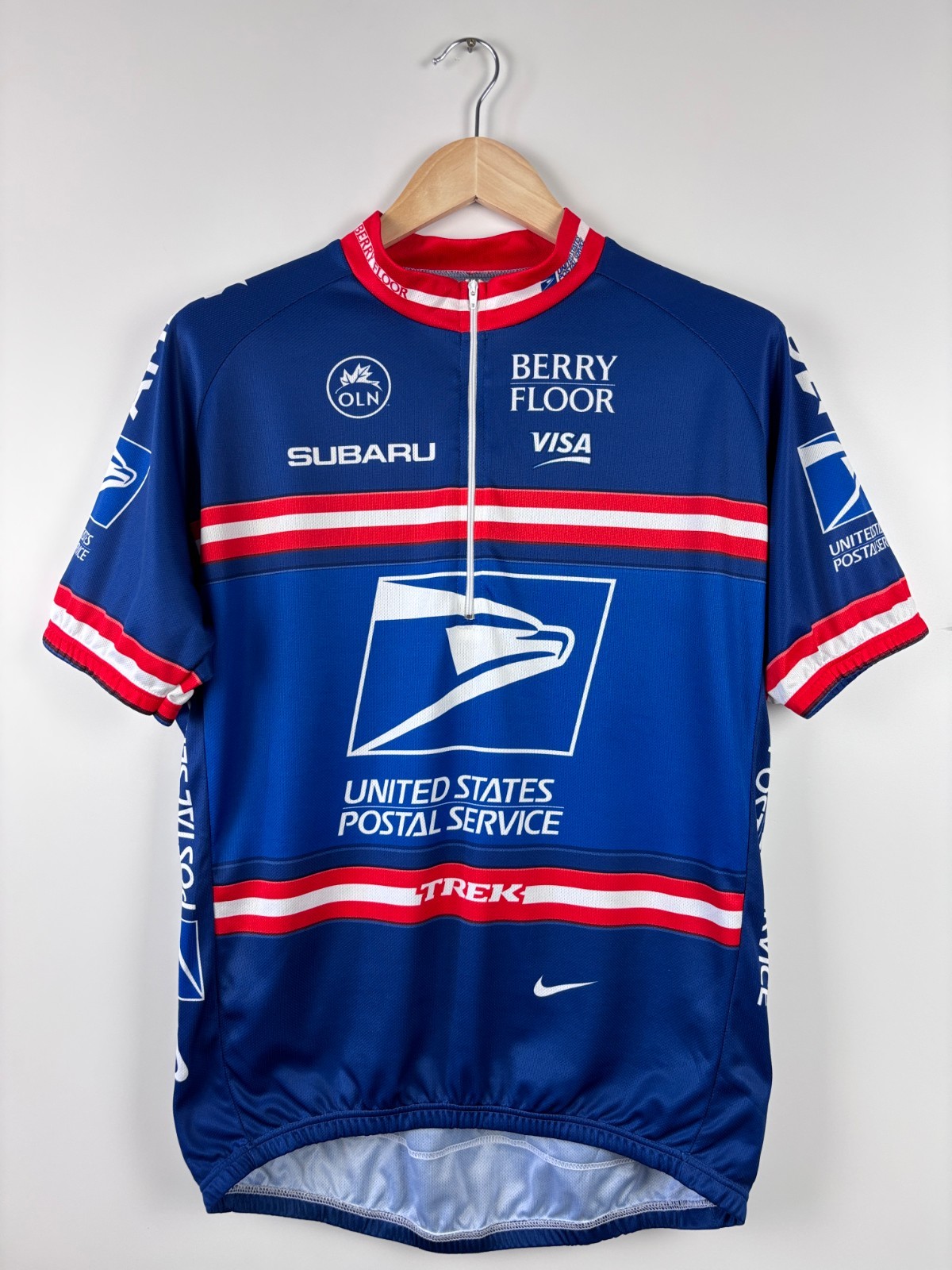 Vintage Y2K Nike USPS Trek Team Cycling Jersey Made In Italy Blue Size XL