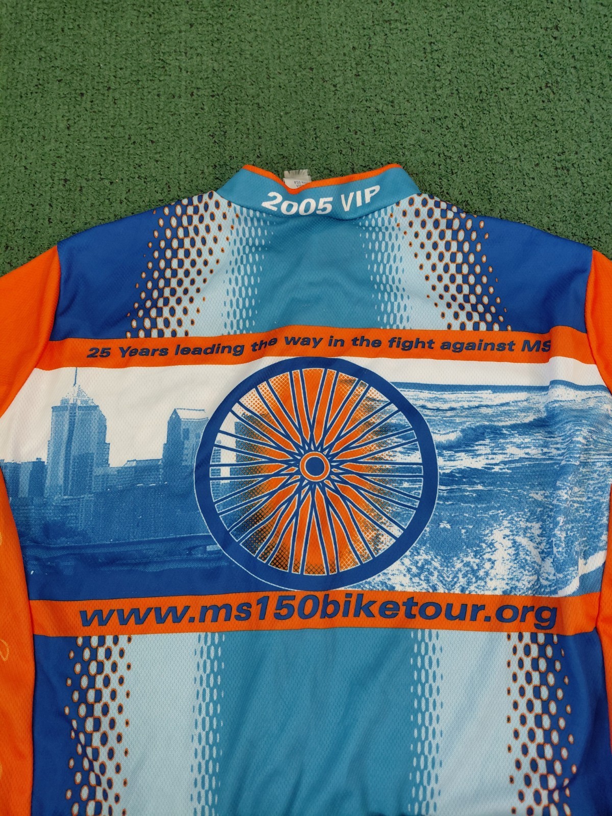 VINTAGE 2005 Voler MS 150 Bike Tour Blue & Orange Zip Up Cycling Jersey Sz Mediu