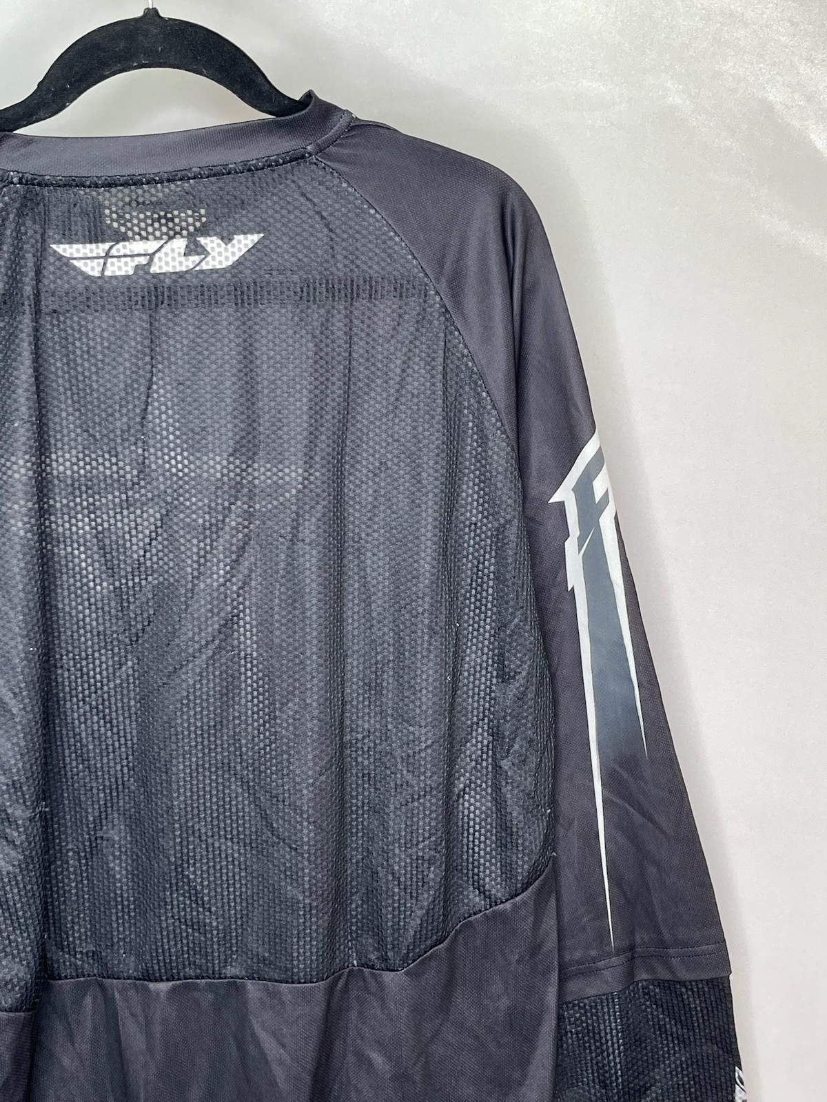 Fly Racing Cycling Jersey Shirt XL Black Long Sleeve Mens Mesh V-Neck Quick Dry