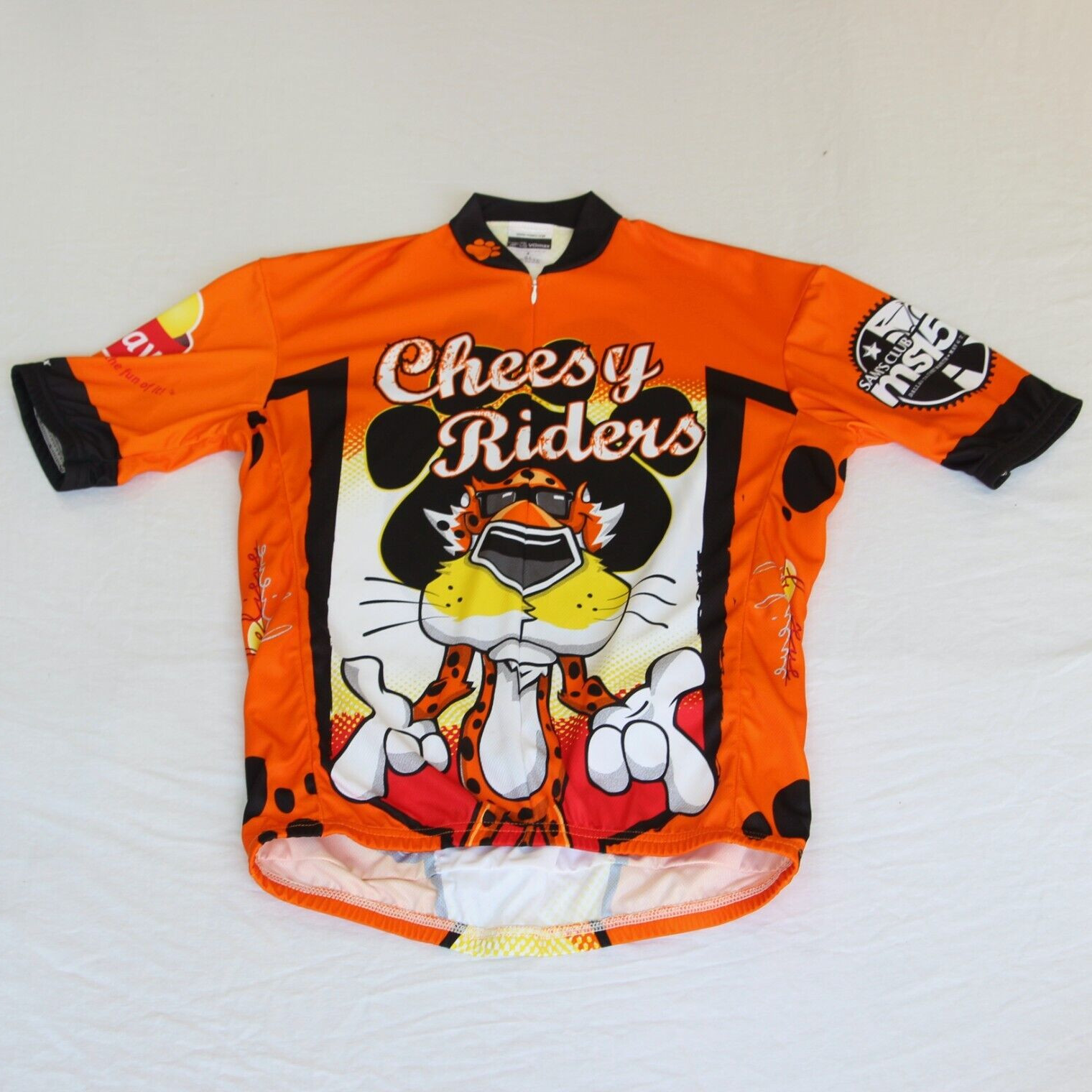 VOmax Cheesy Riders Bicycle Jersey Mens L Chester Cheetah Cheetohs MS 150 Tour