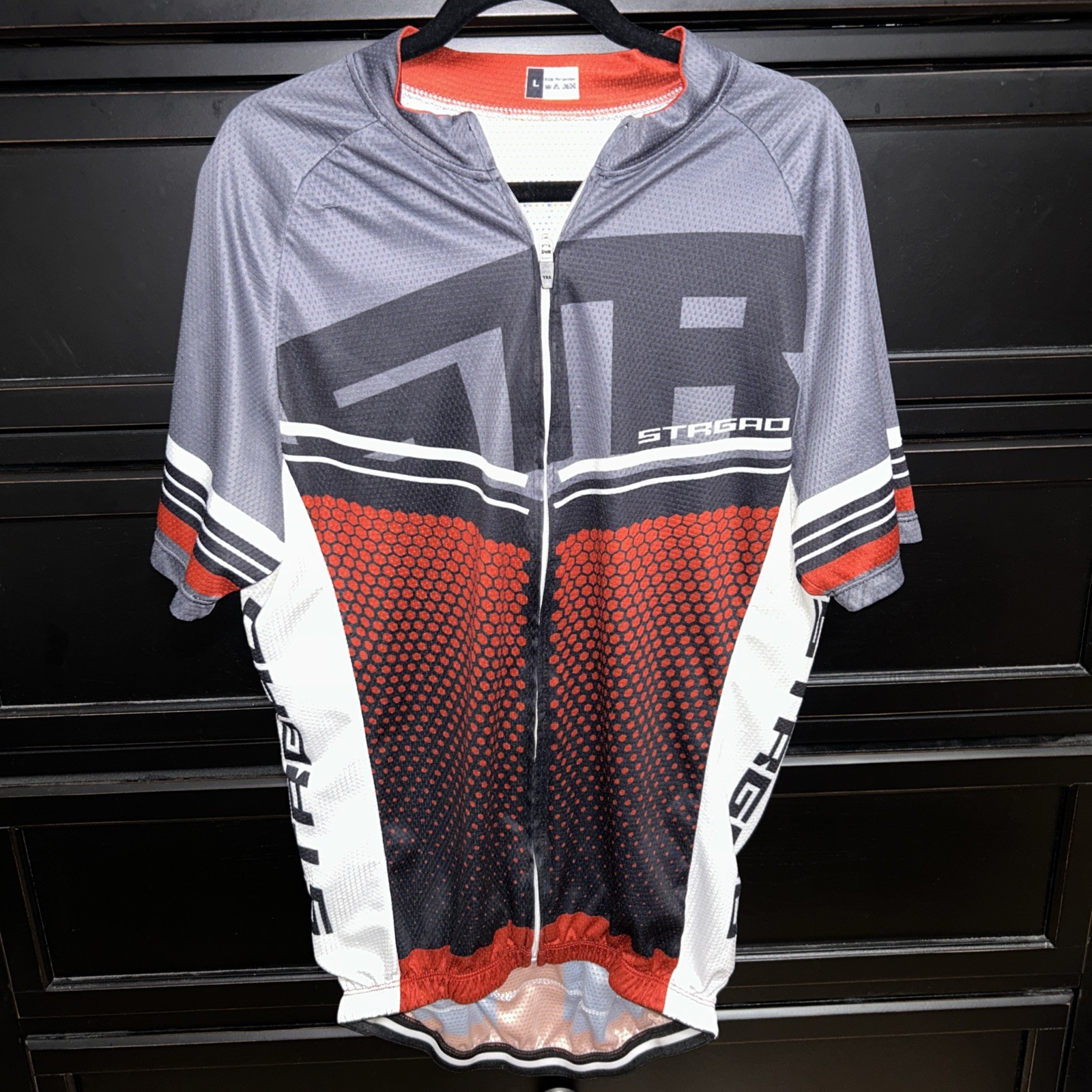Strgao Size L Mens Full Zip Elastic Waist Pocket Short Sleeve Cycling Jersey 166