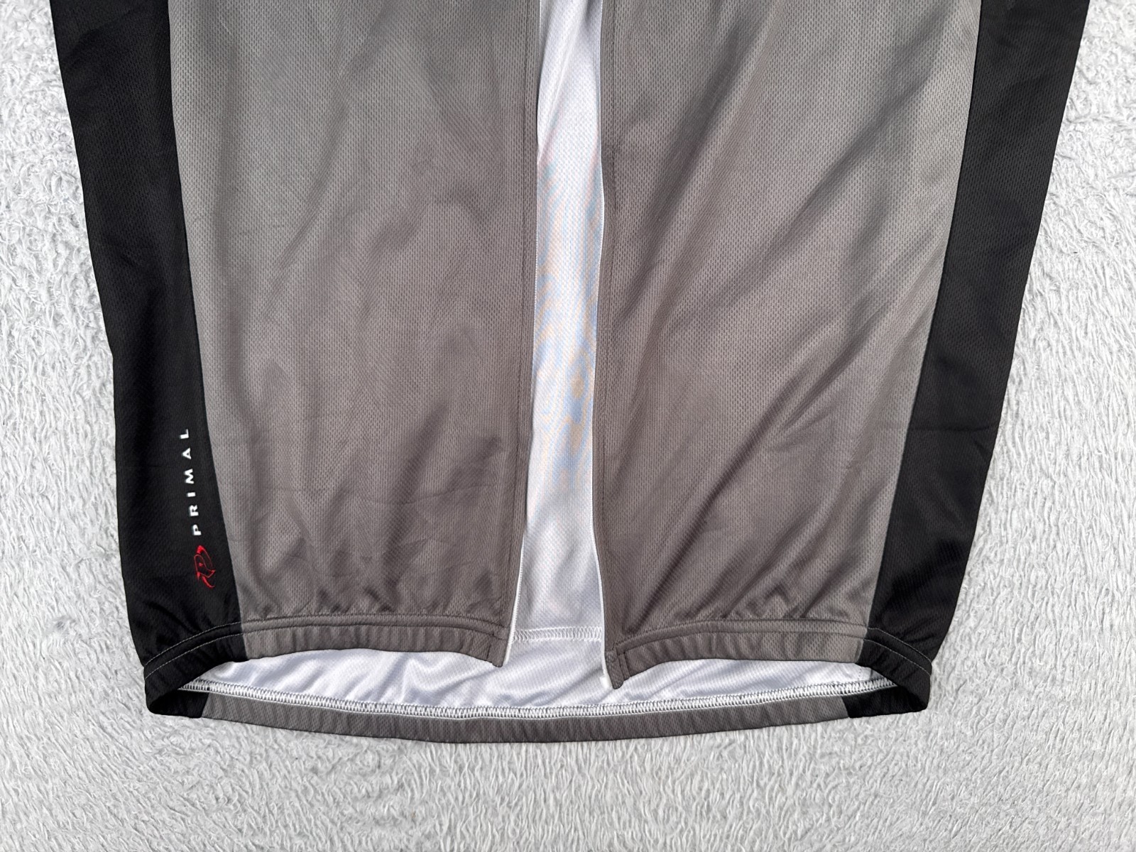 Primal Cycling Jersey Mens Medium Gray Yellow Full Zip Livestrong BAD ZIPPER