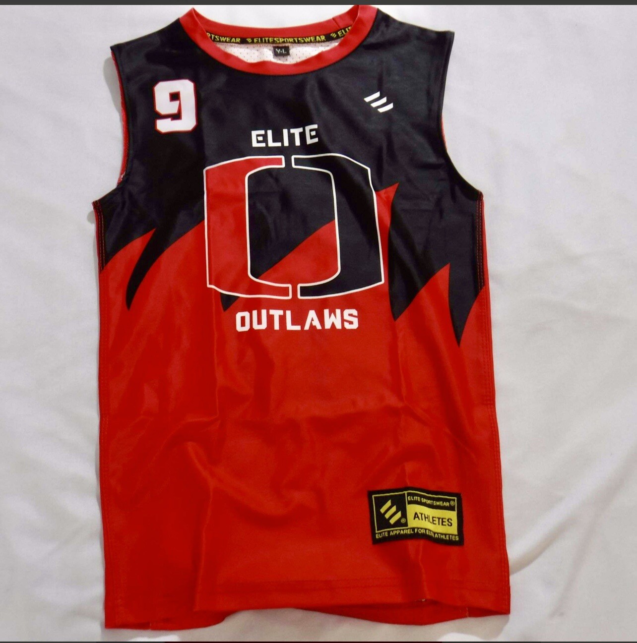 Red and black Outlaws Sports Jersey Elite Sportswear #9 YL