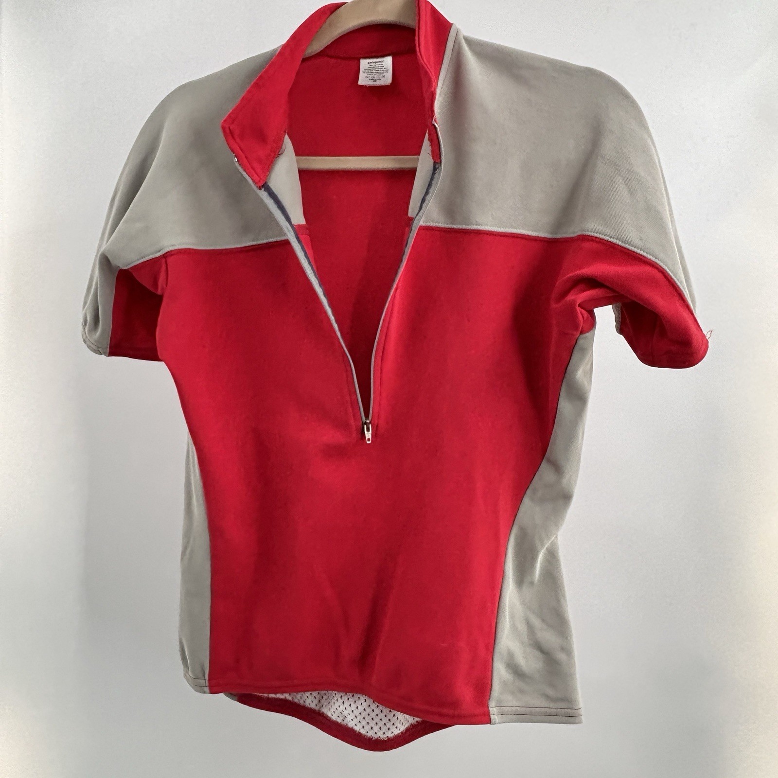Vintage Patagonia Cycling Jersey Mens M 1/2 Zip Shirt Lightweight Red Made USA
