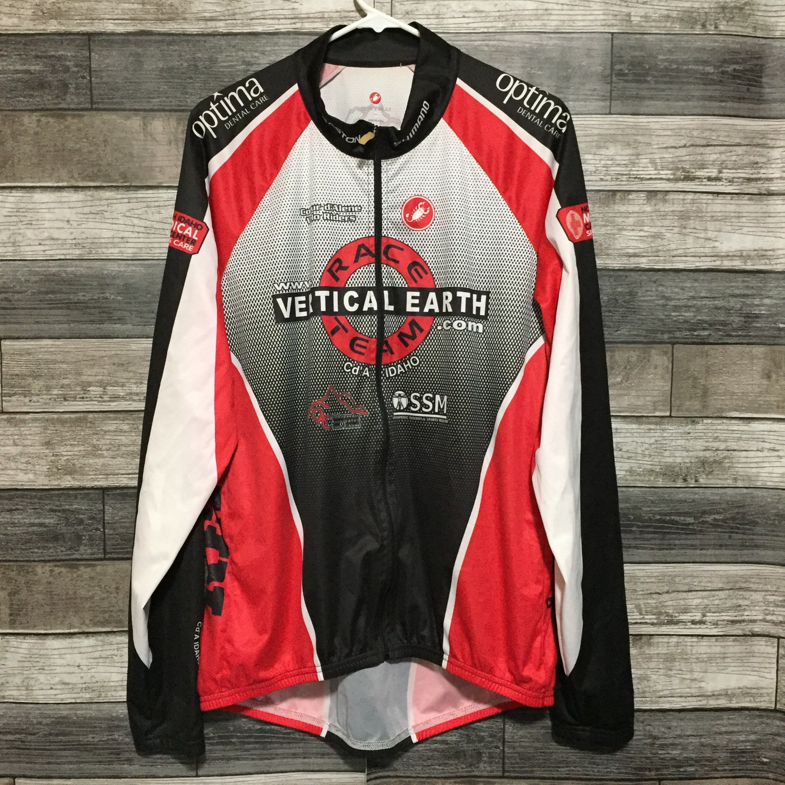 Castelli Cycling Top Full Zip Up Top Men’s XXL Black Red White Polyester