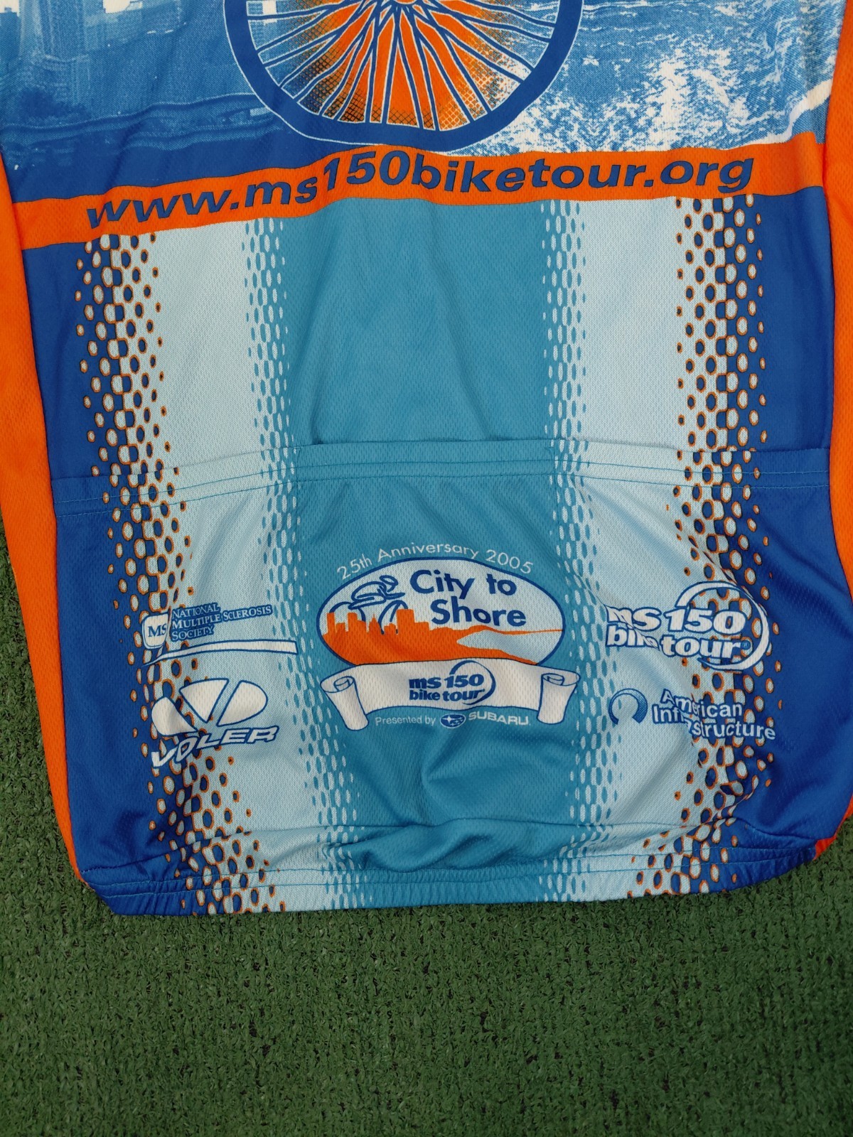VINTAGE 2005 Voler MS 150 Bike Tour Blue & Orange Zip Up Cycling Jersey Sz Mediu