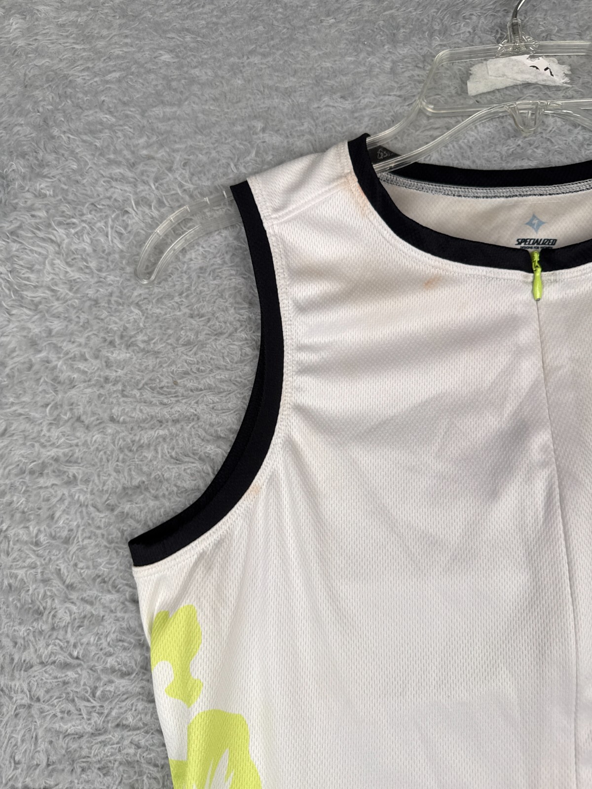 Specialized Cycling Jersey Womens Medium White Green Tank 1/2 Zip Polyester