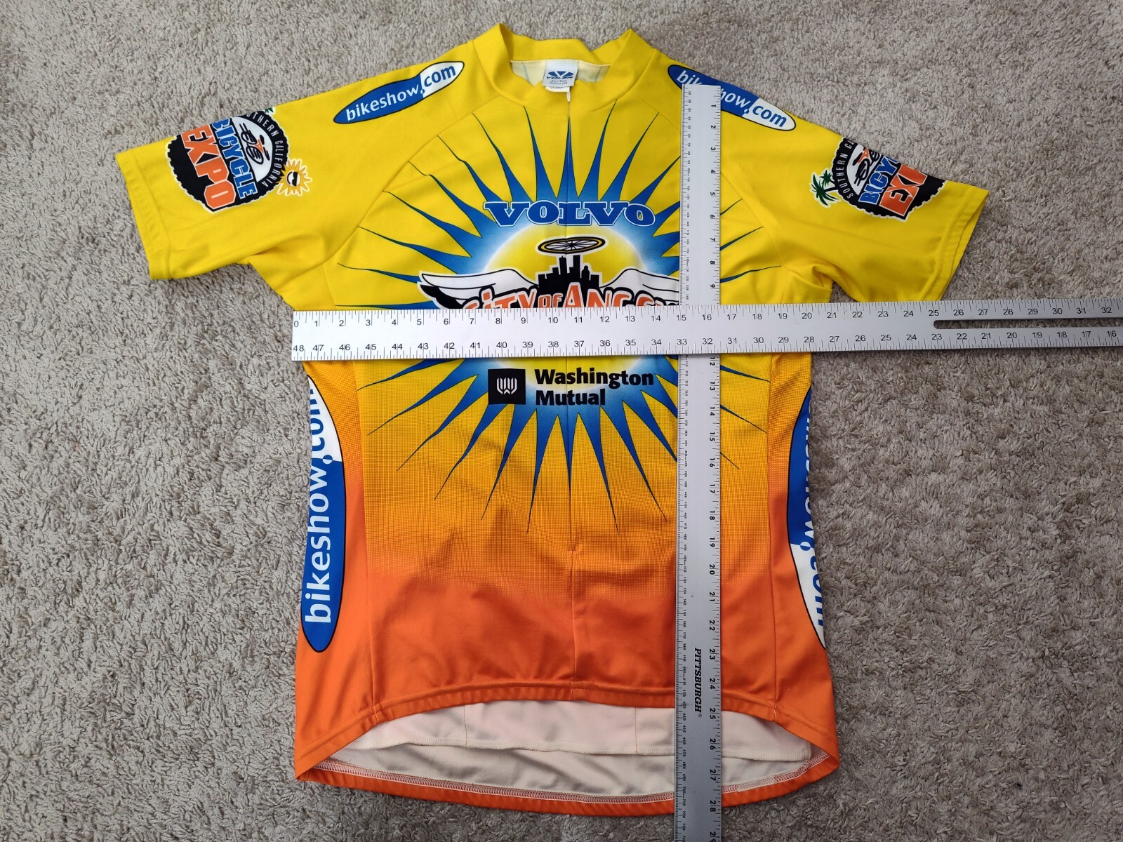 Volvo City of Angels Funride Voler vintage mens Yellow cycling jersey size XL