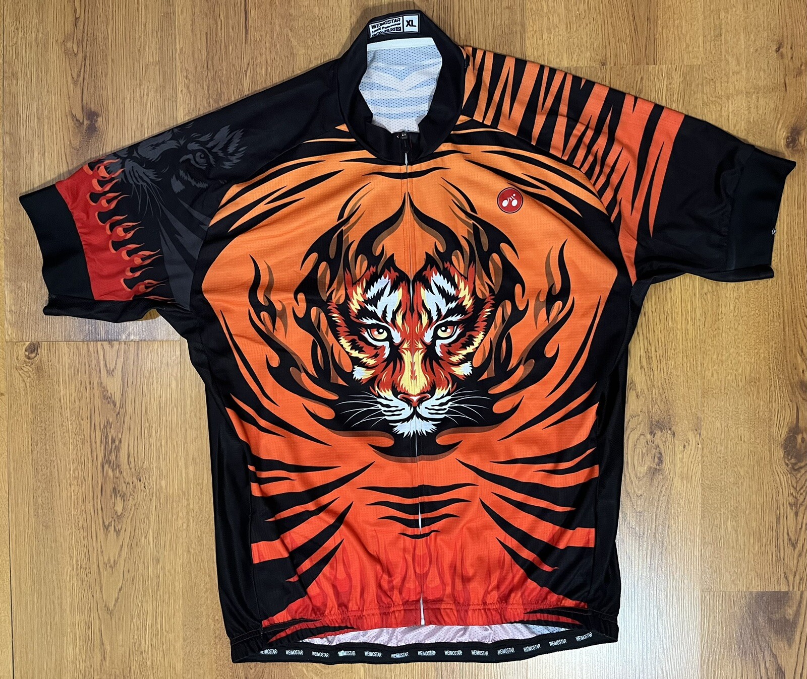 Weimostar Cycling Jersey Fire Tiger Full Zip Bike Shirt Orange Red XL