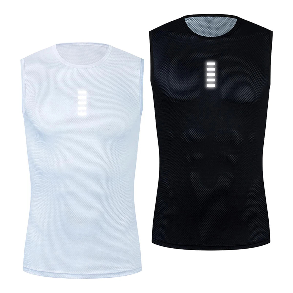 Reflective Cycling Base Layers White Cycling Undershirt Quick Dry Vest Sport Und