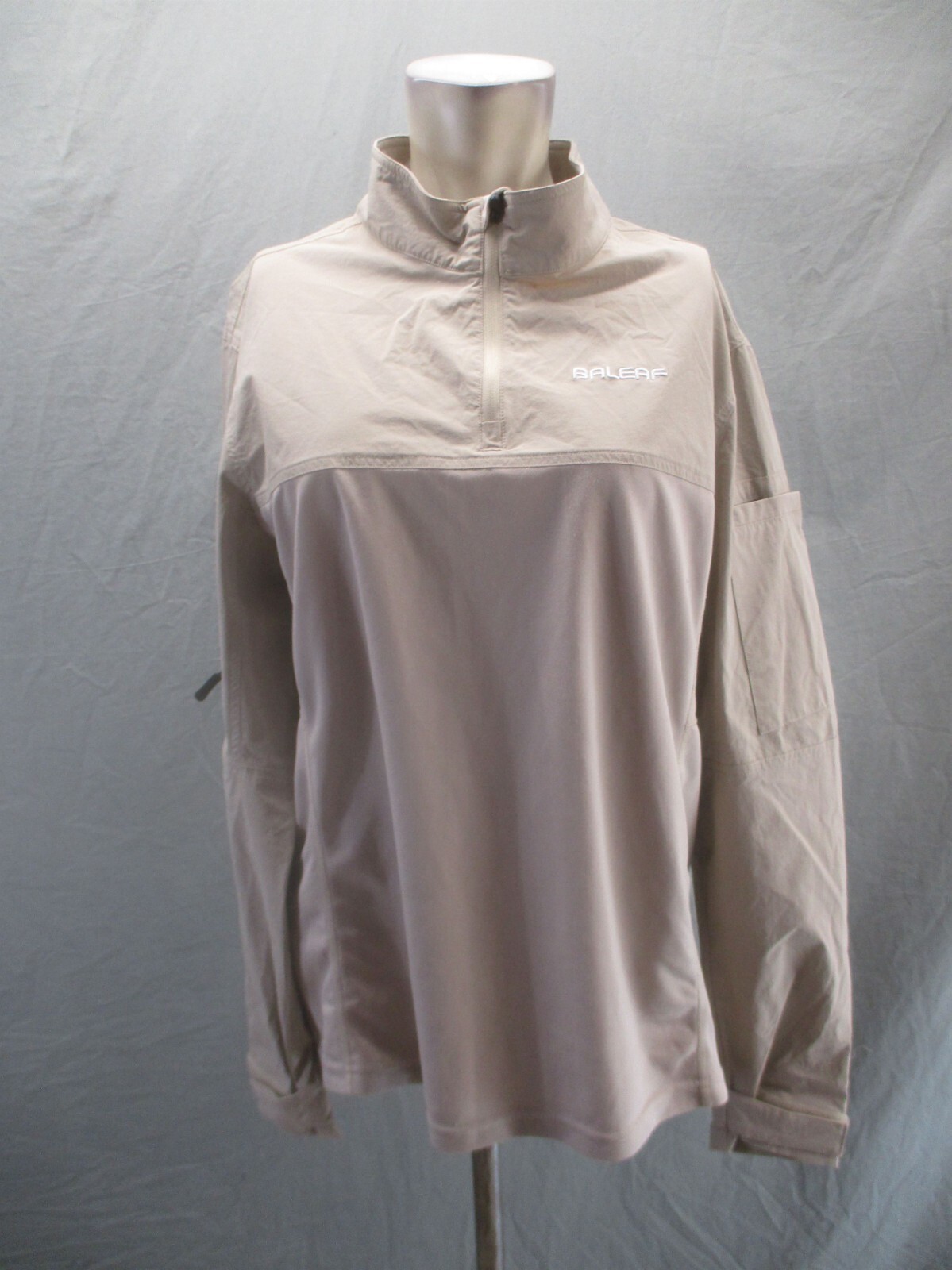 BALEAF Size M Mens Beige Nylon 1/2 Zip Stand Collar Pocket Cycling Pullover 069