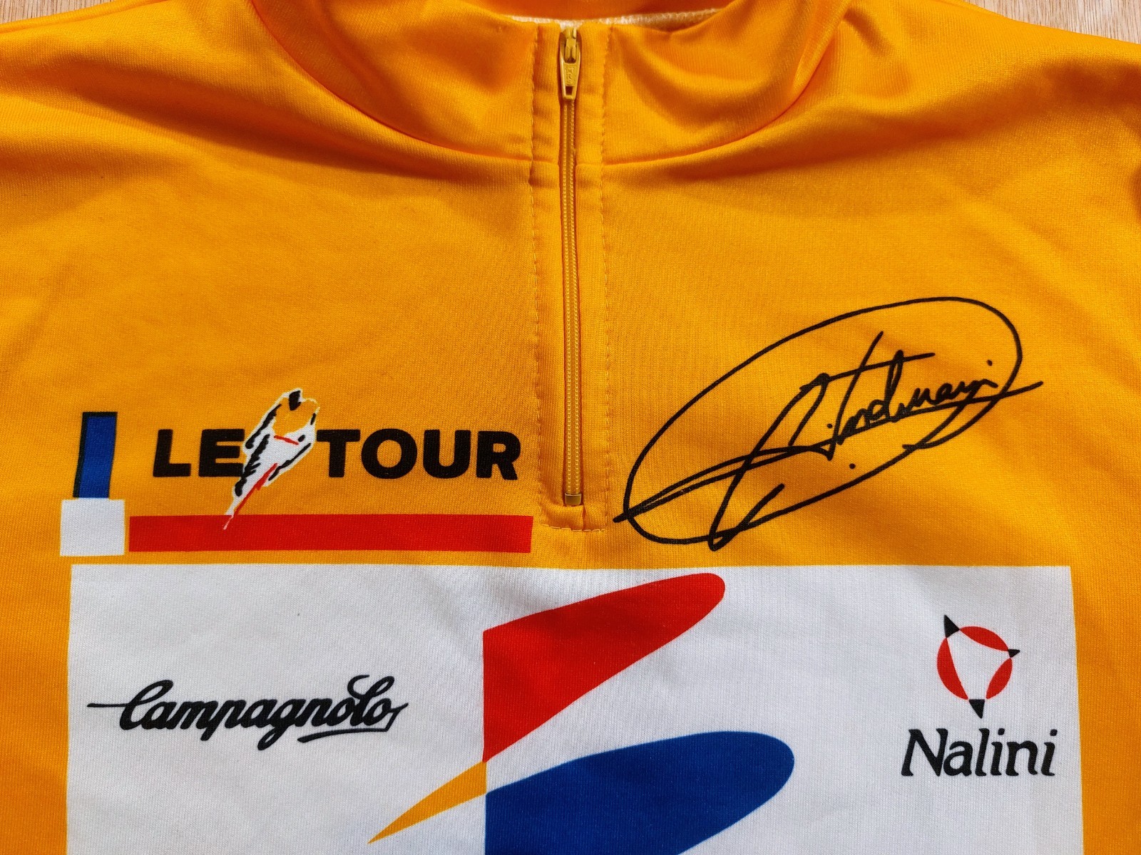 Rare Miguel Indurain Tour de France Yellow Cycling Jersey with Signature