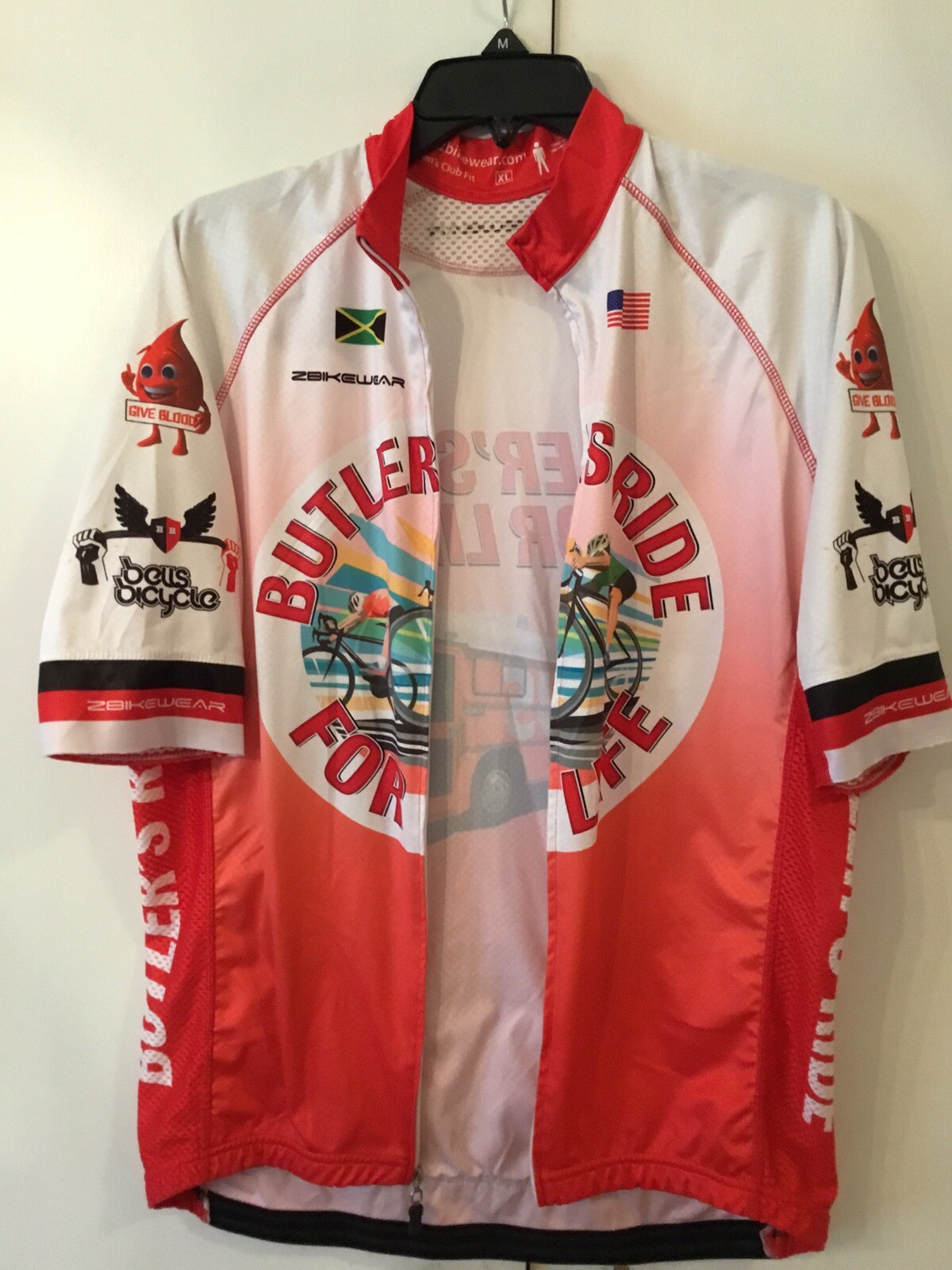 ZbikeWear Shirt/full zip short sleeve with back pockets,“Butlers Ride for Life”