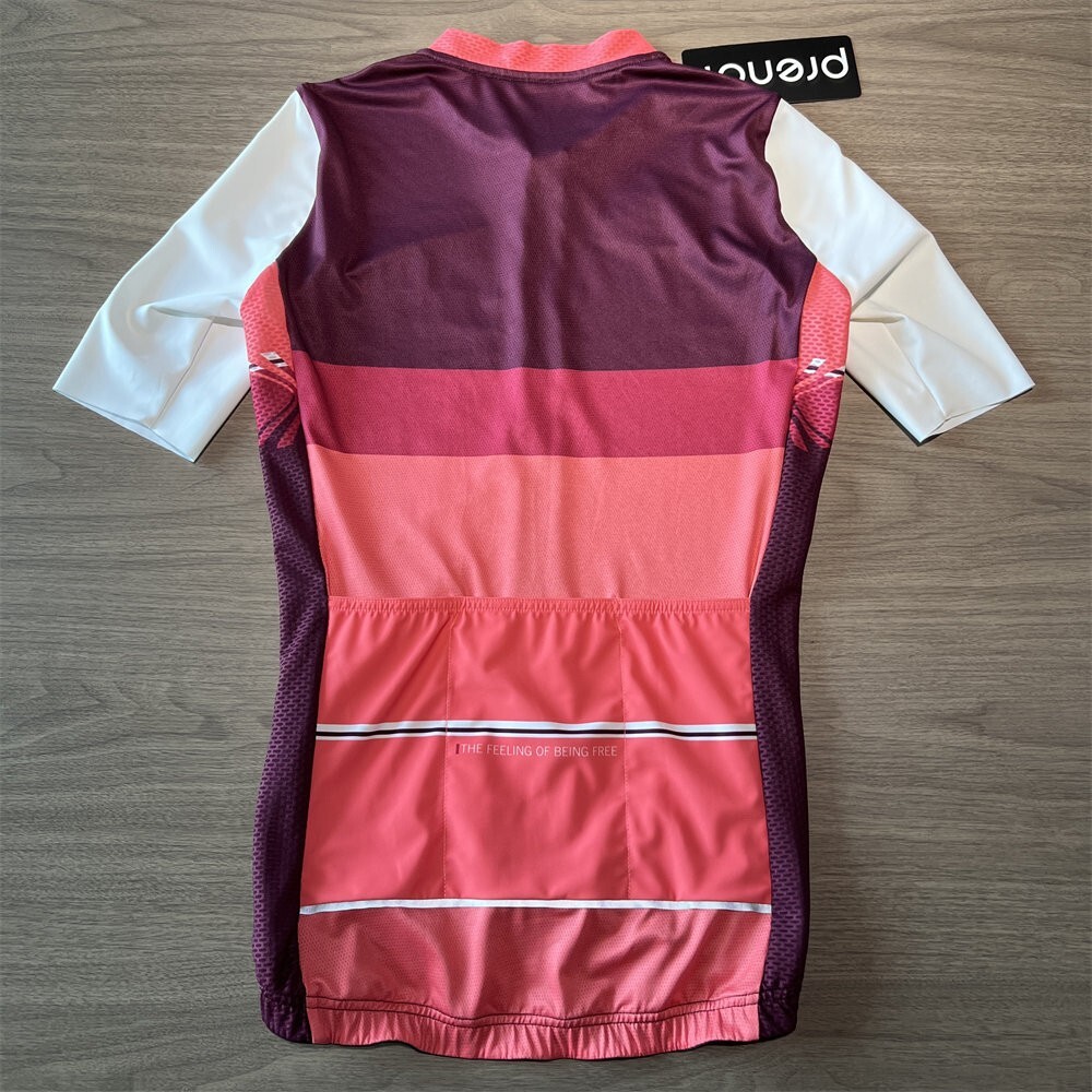 PRENDI Women Cycling Jersey Short Sleeve Laser Cut Summer Bike Clothing Pink