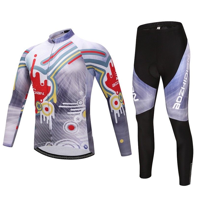 Men’s Cycling Long Kit Padded (Bib) Pants & Long Sleeve Jersey Bike Wear S-5XL