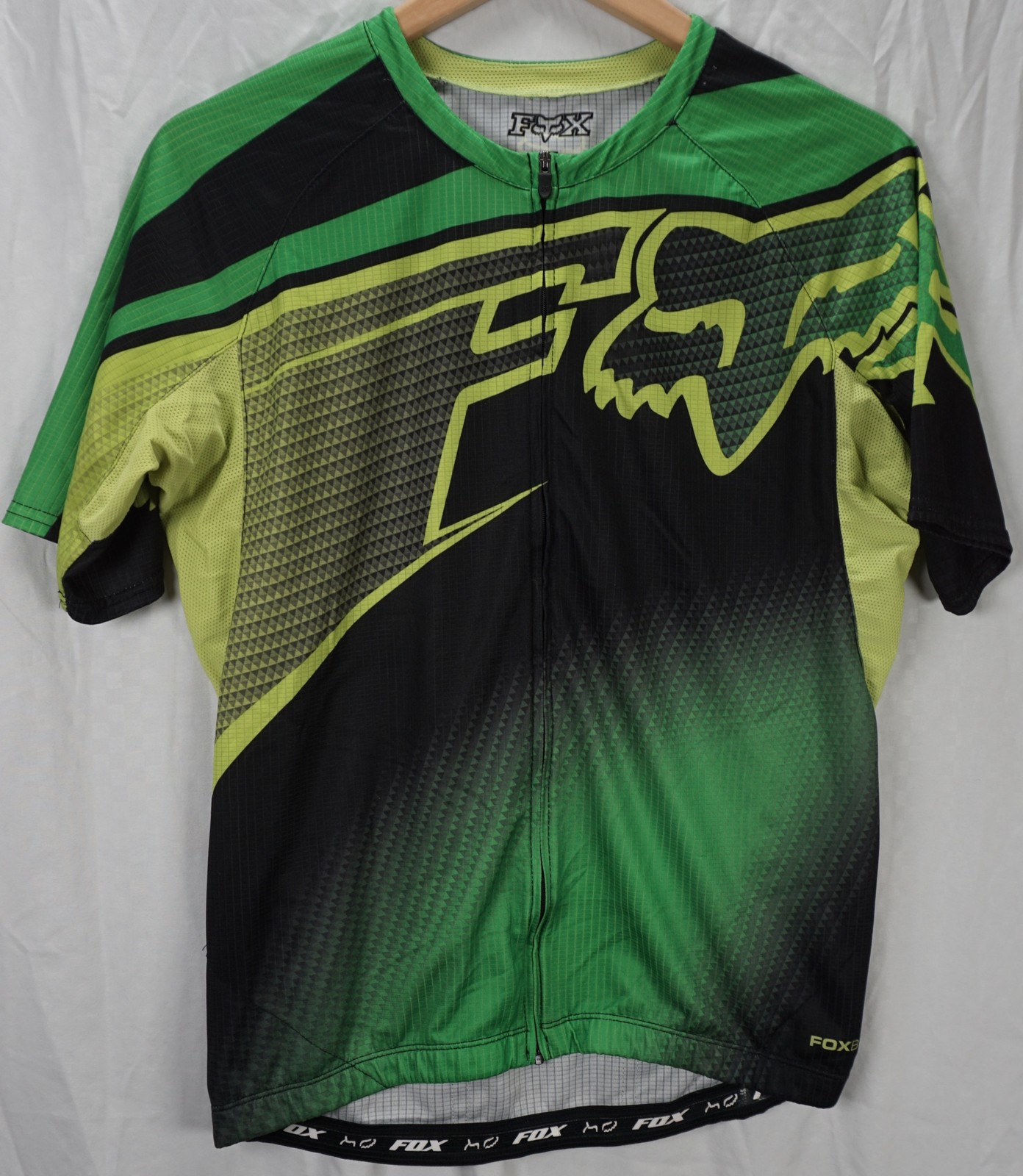 MENS FOX HEAD SHORT SLEEVE CYCLING JERSEY GREEN YELLOW BLACK SIZE M MEDIUM