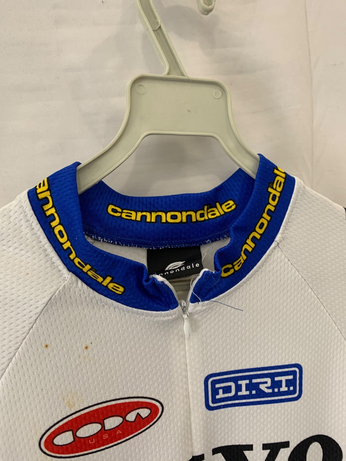 Vintage 90s Volvo Cannondale Cycling Jersey Mens L White Blue MTB USA Made #2