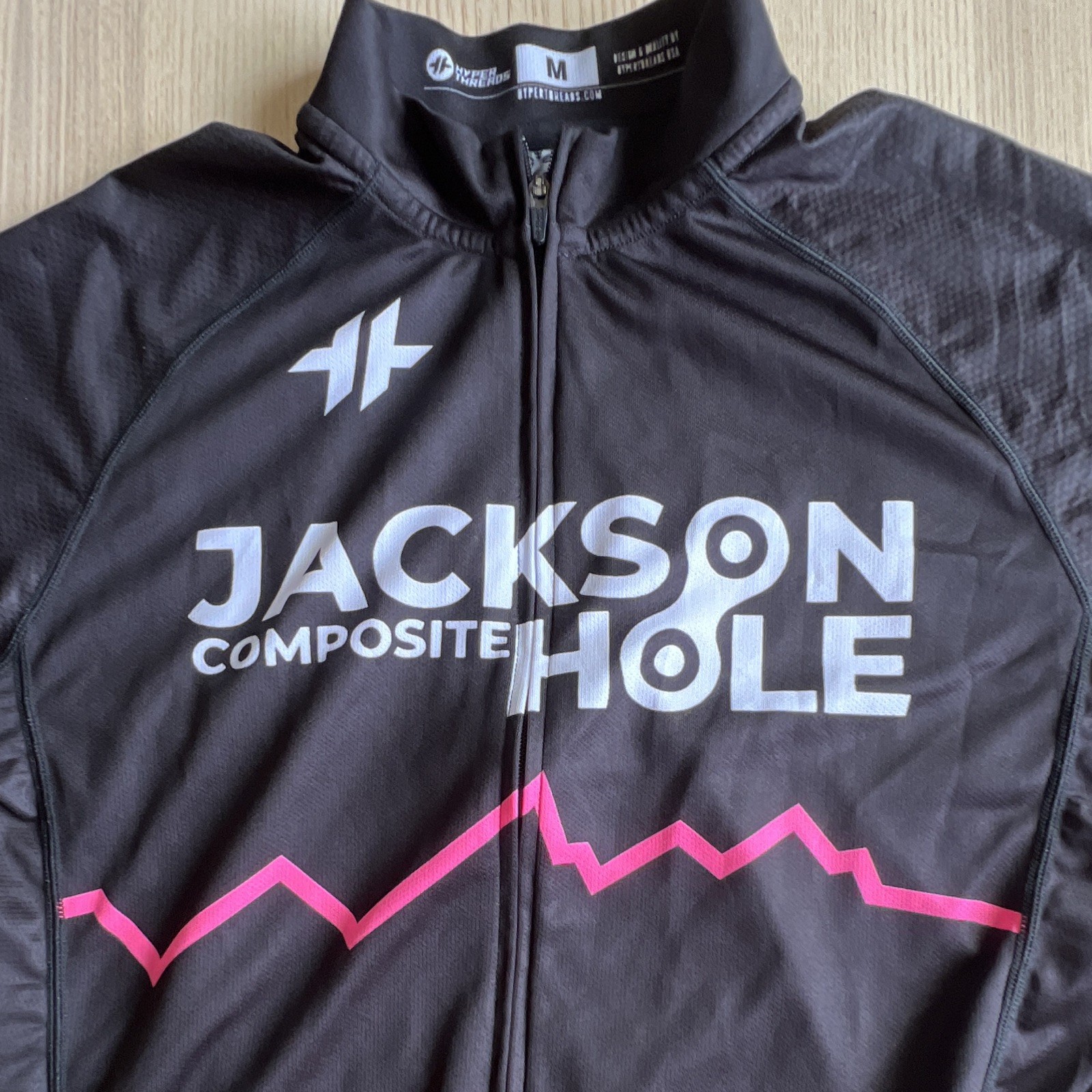 Hyperthreads Men’s Cycling Jersey Full Zip Pockets Black/Pink Graphic M