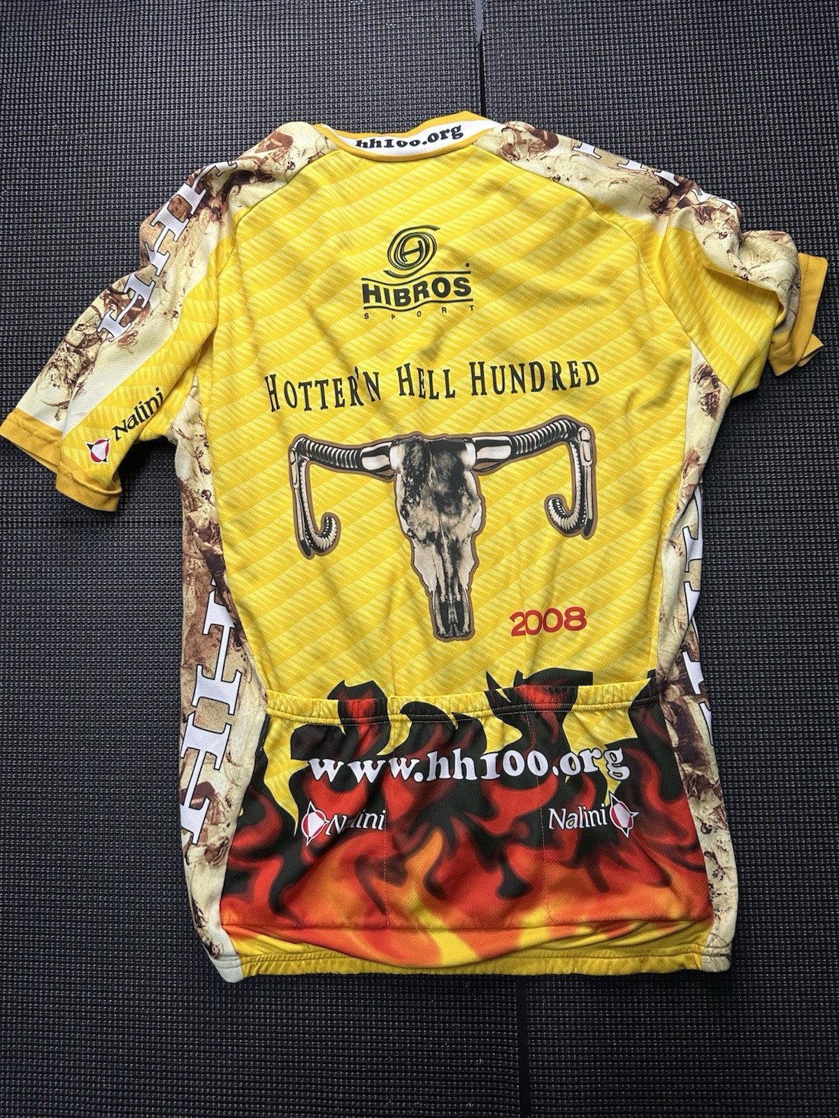 Vintage Hotter N Hell 100 2008 Cycling Jersey XXL Nalini Flame Skull Race