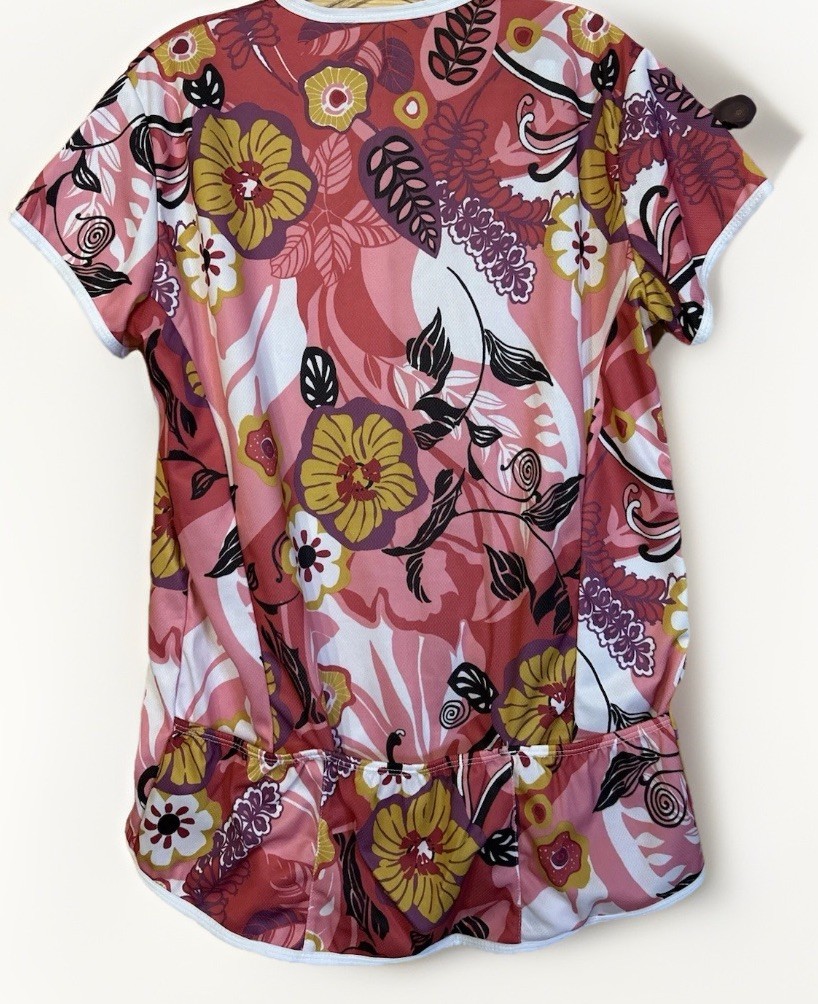 Women’s Cycling Jersey 2XL Pink Floral Bike Shirt Short Sleeve Performance