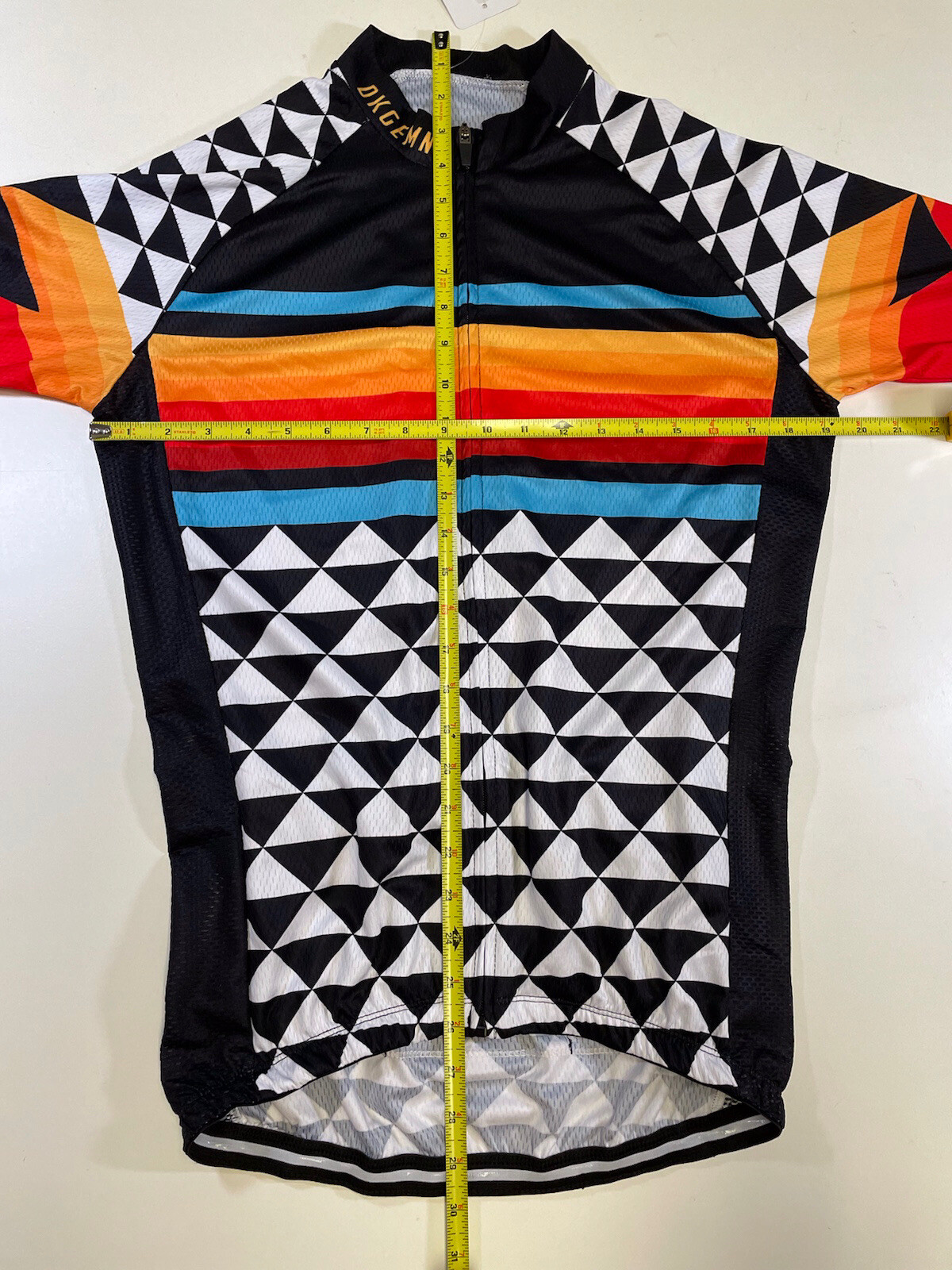 NWT DKGEMN Cycle Shirt Size Large Colorful Short Sleeve Pockets Full Zip