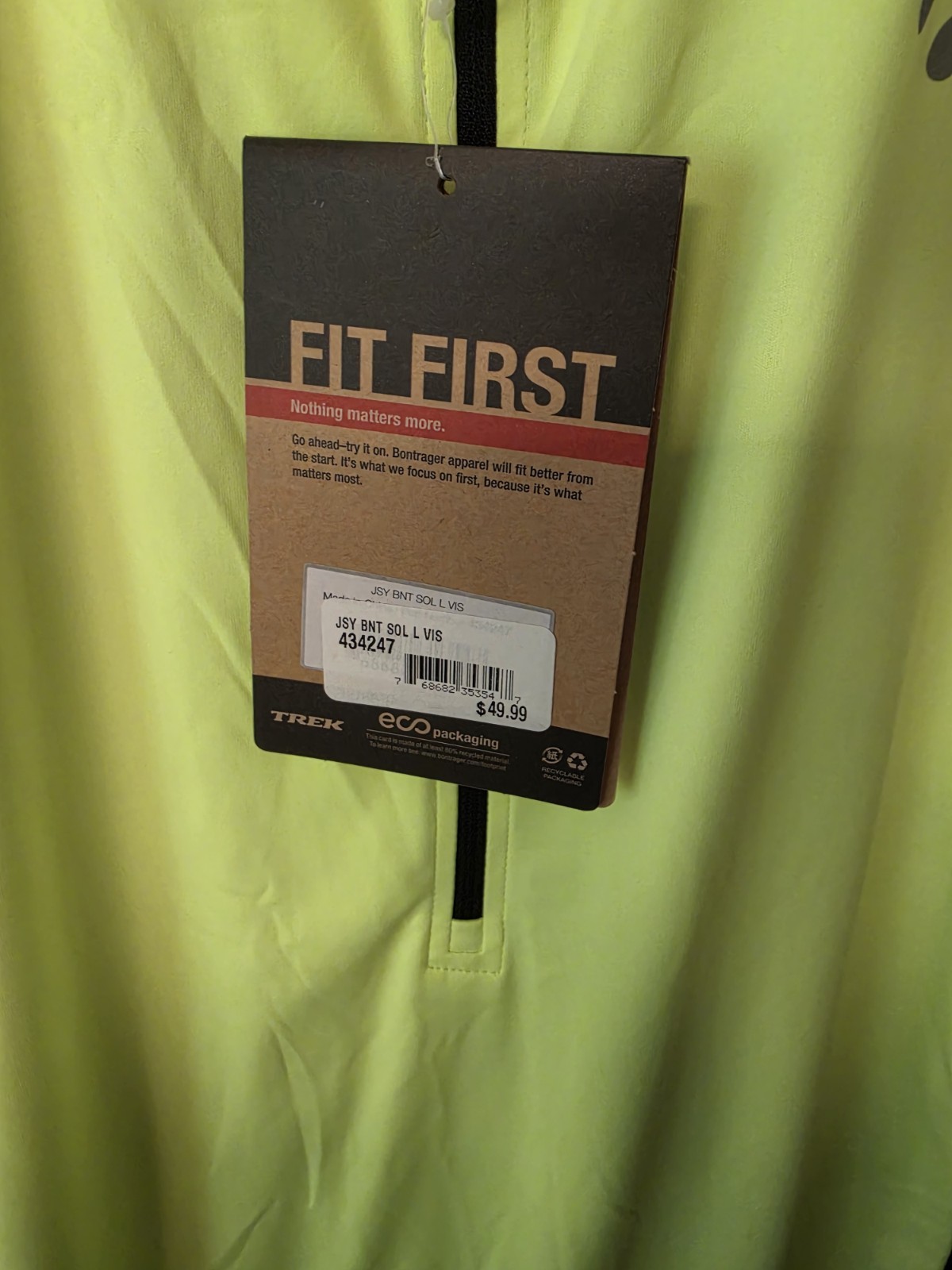 Bontrager Solstice Cycling Jersey Shirt Mens Large HiViz Yellow 1/4 Zip NWT