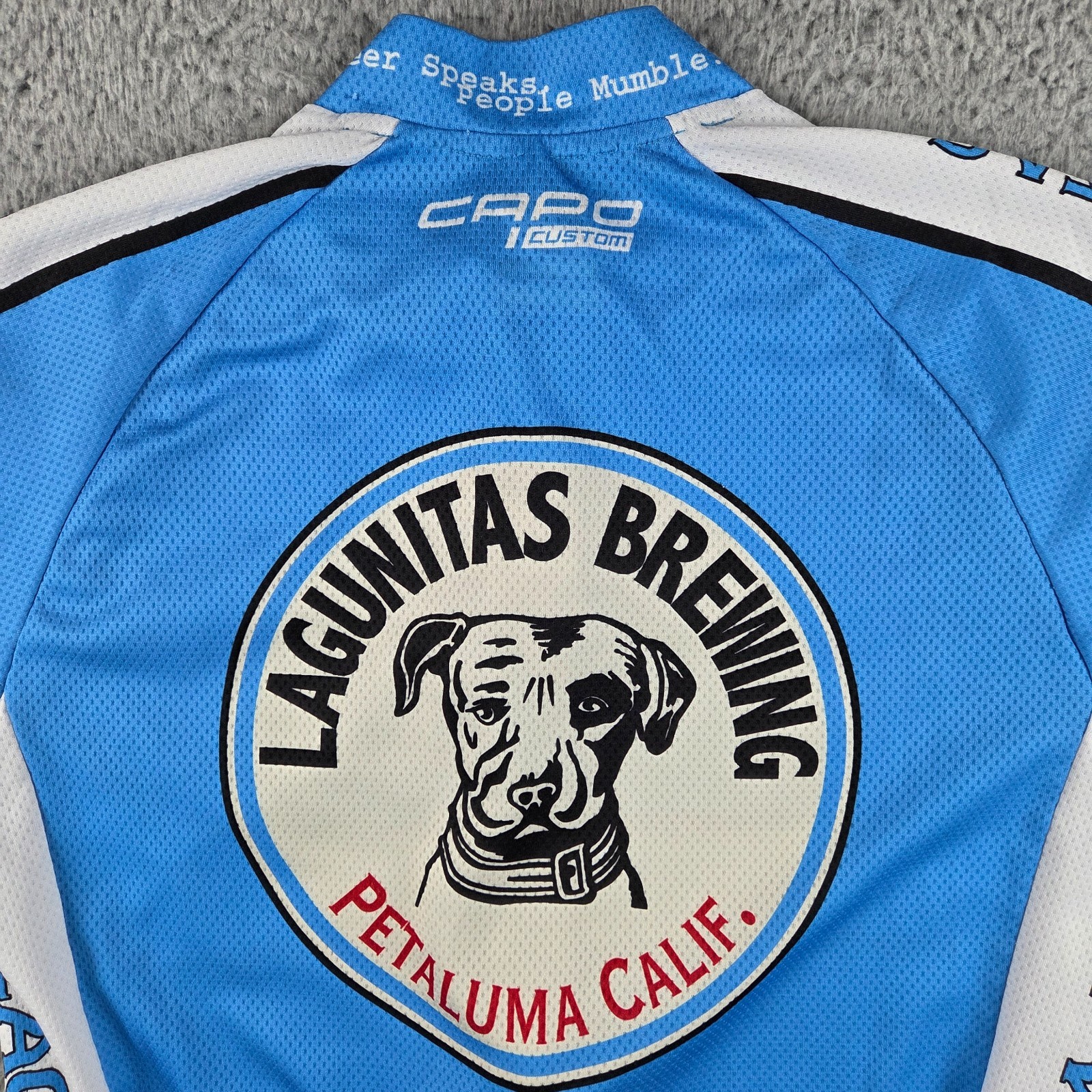 Capo Lagunitas IPA Cycling Jersey Mens M Blue Full Zip Short Sleeve Mesh Pockets