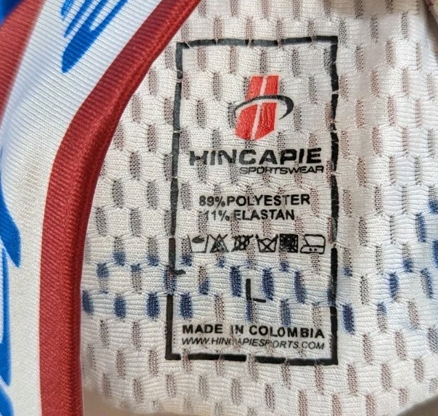 George Hincapie Cycling Jersey Blue Competition Cycles size Large White Pockets