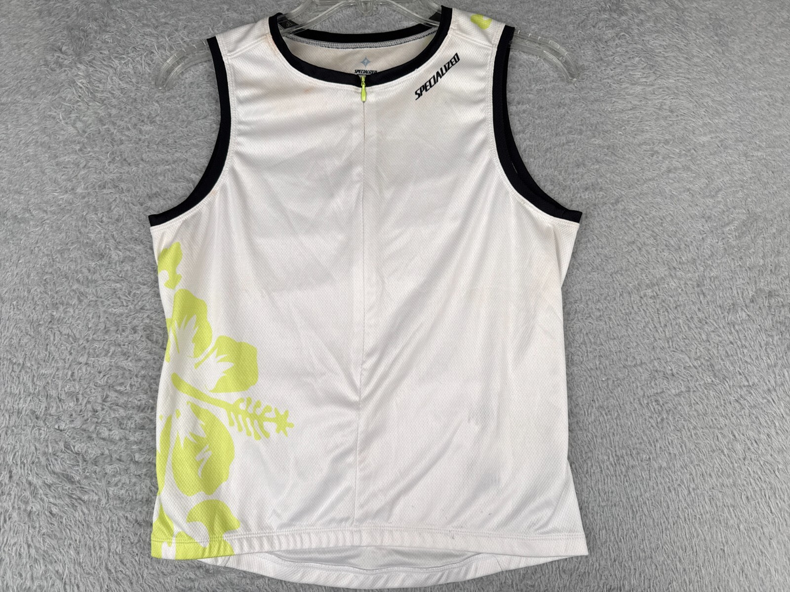 Specialized Cycling Jersey Womens Medium White Green Tank 1/2 Zip Polyester