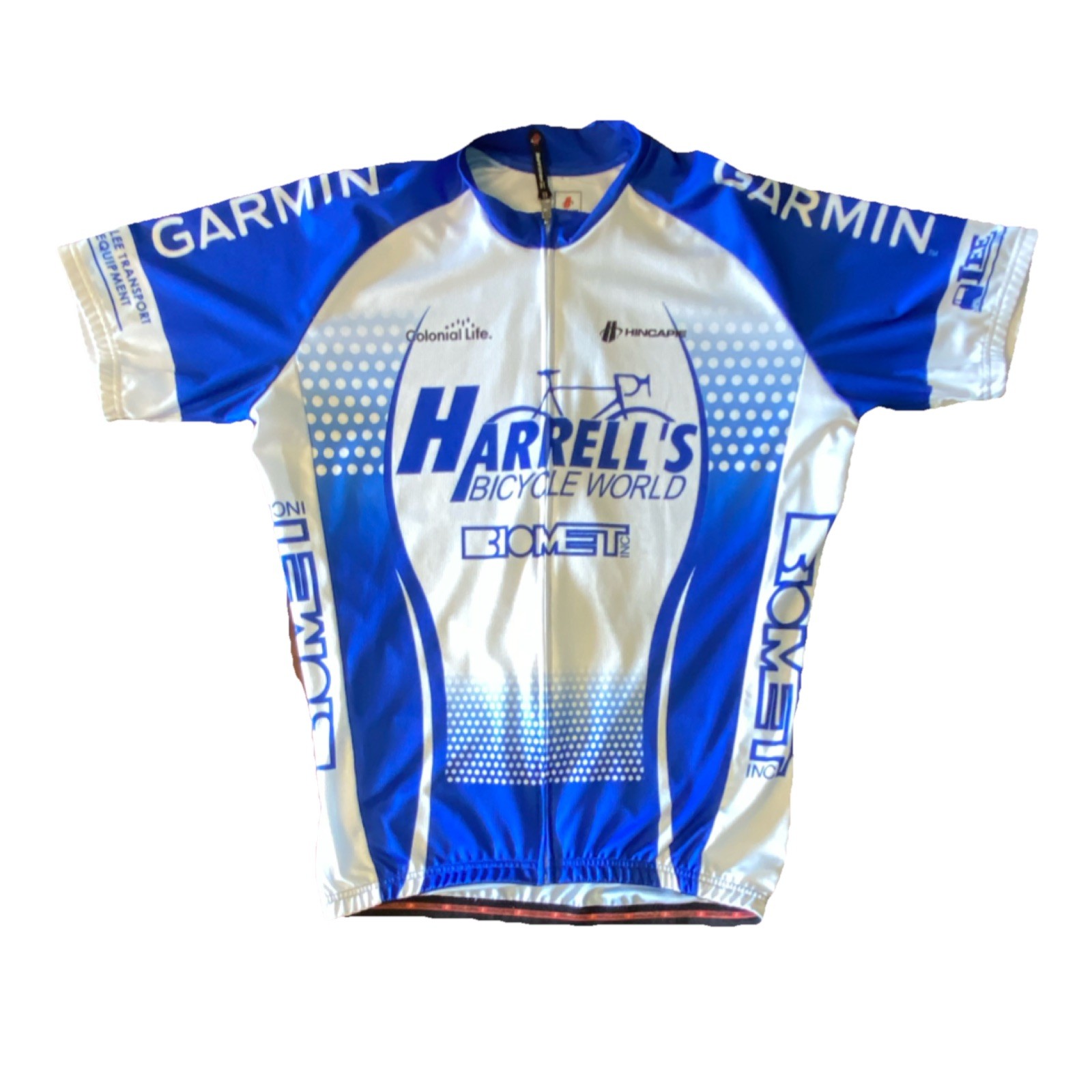 Vintage Cycling Jersey Full Zip Short Sleeve 3XL Blue/White Mock Neck