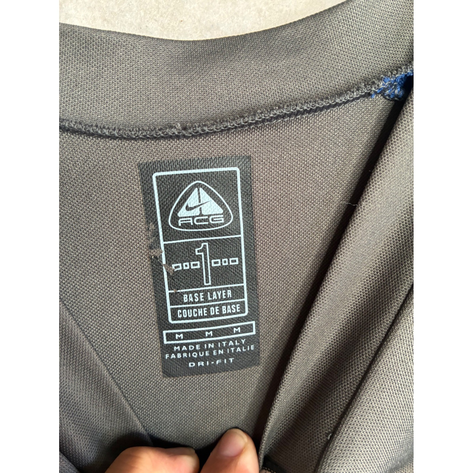 Nike ACG Mens Dri-FIT Cycling Jersey Blue Grey Base Layer Made in Italy Size M