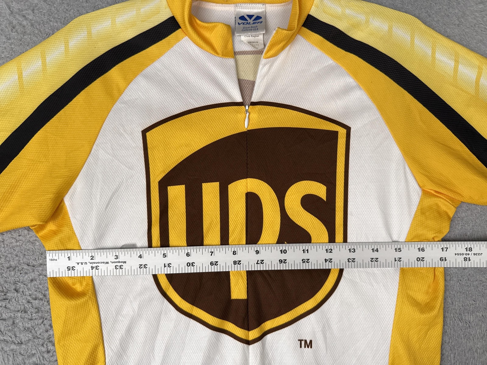 Voler Cycling Jersey Mens Medium Yellow White UPS Logo 1/4 Zip Pockets Bike