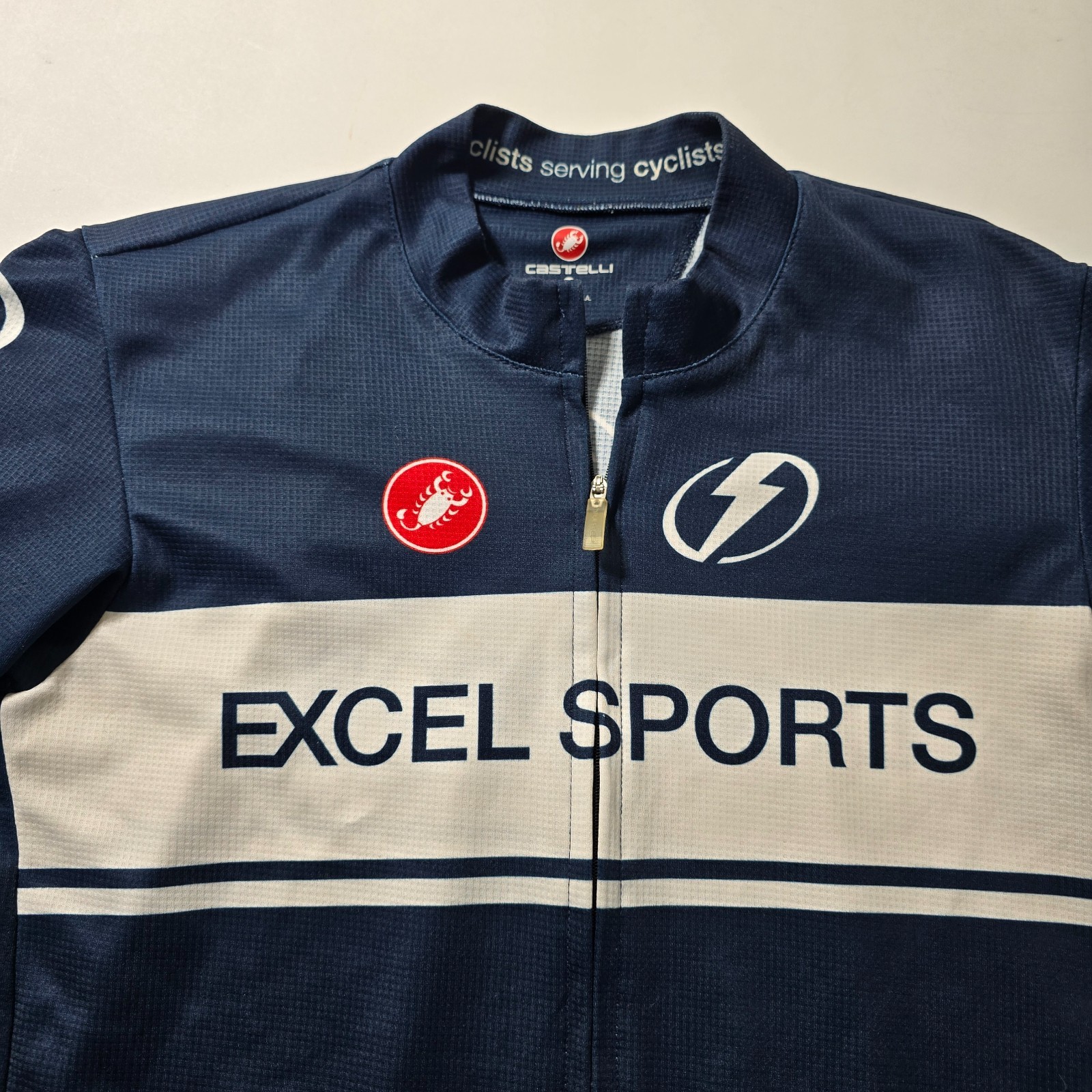 Castelli Cycling Jersey Mens 2XL Blue Excel Sports Graphic Full-Zip Short Sleeve