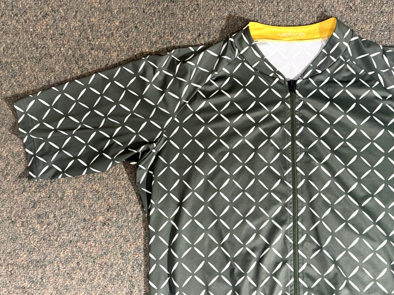 Velocio Crosshatch Ultralight Cycling Jersey Men’s 2XL Green White Made in Italy
