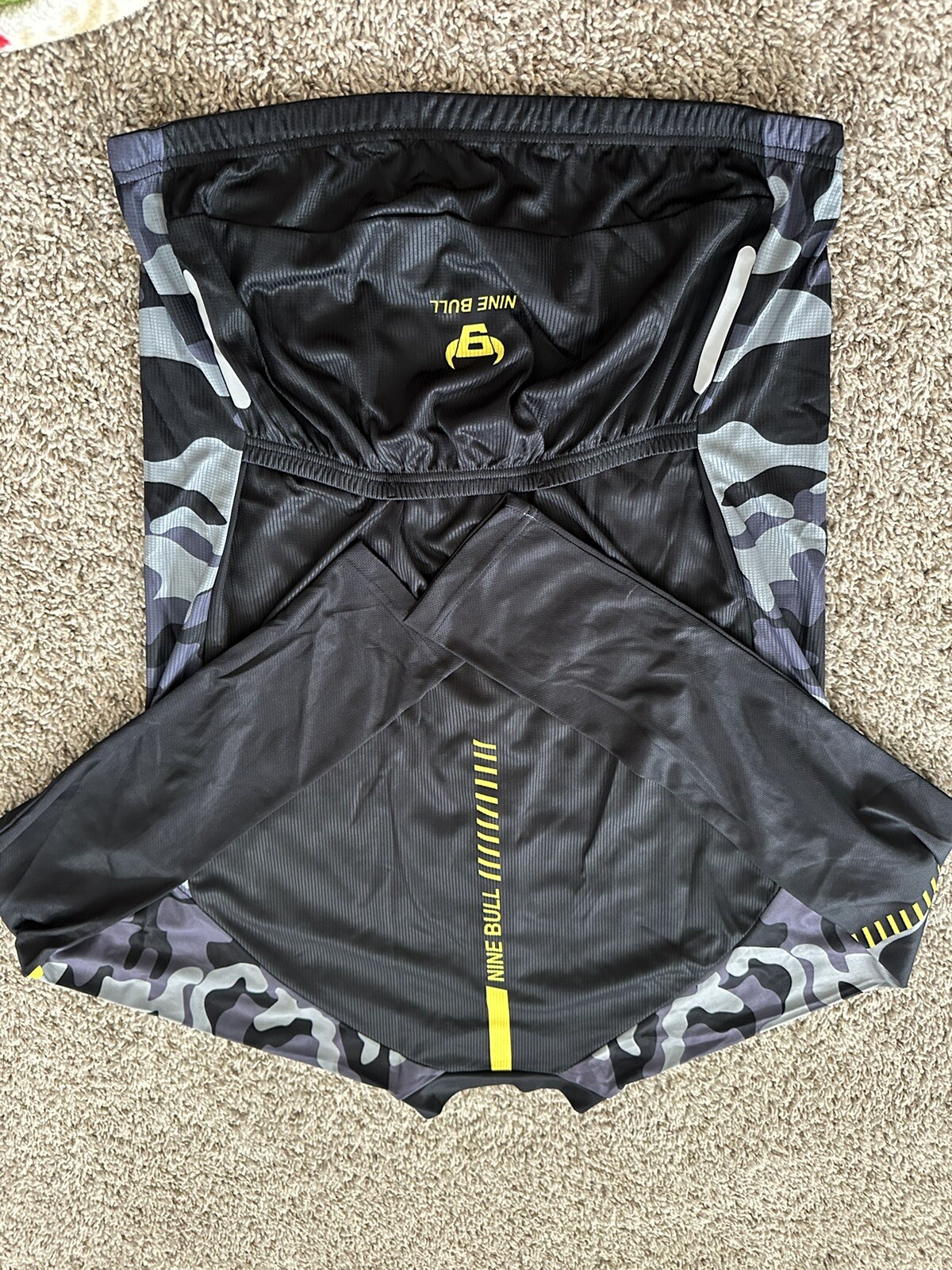 Nine Bull Bicycle Cycling Men Long Sleeve Camo Back Pockets Shirt Size XL Zip